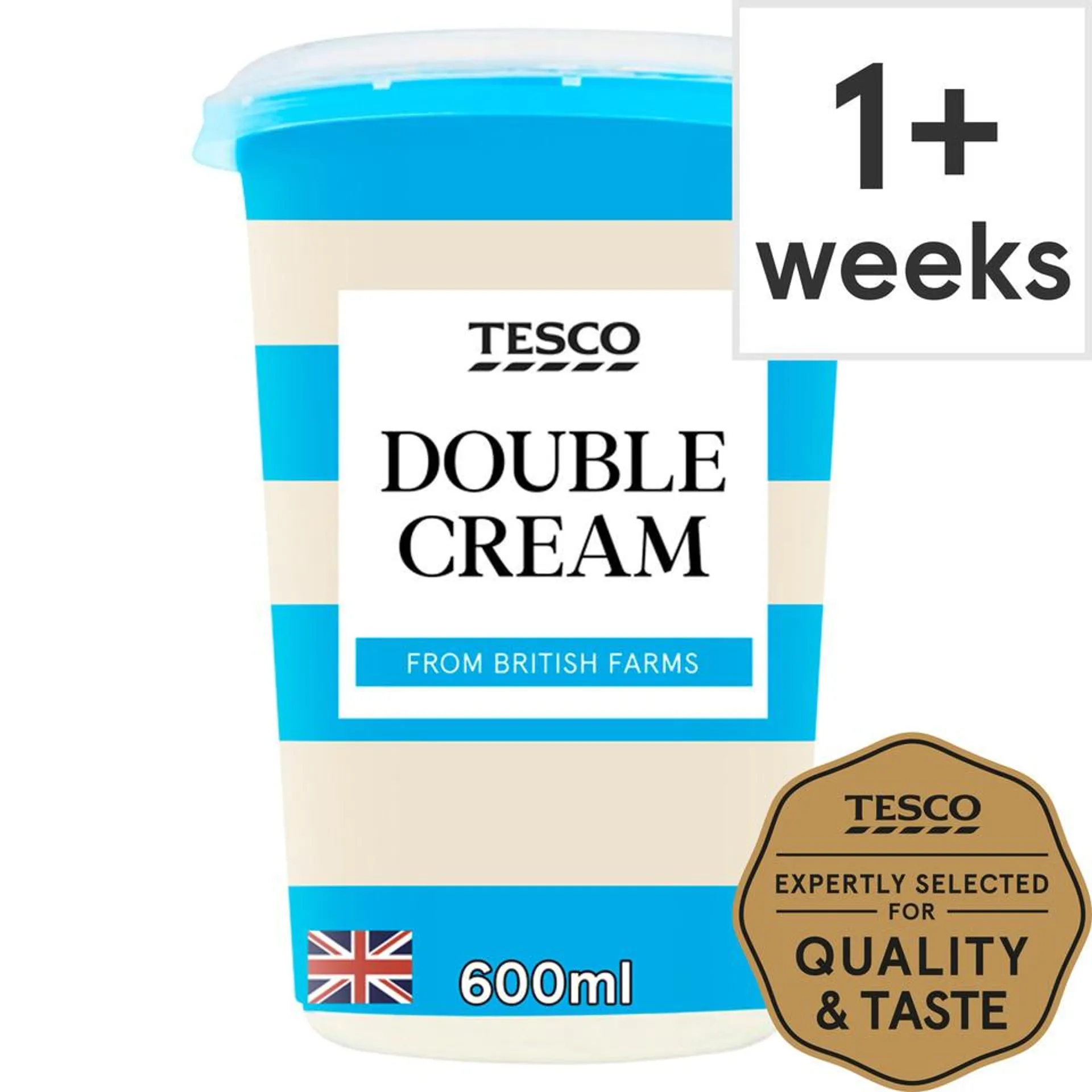 Tesco British Double Cream 600Ml