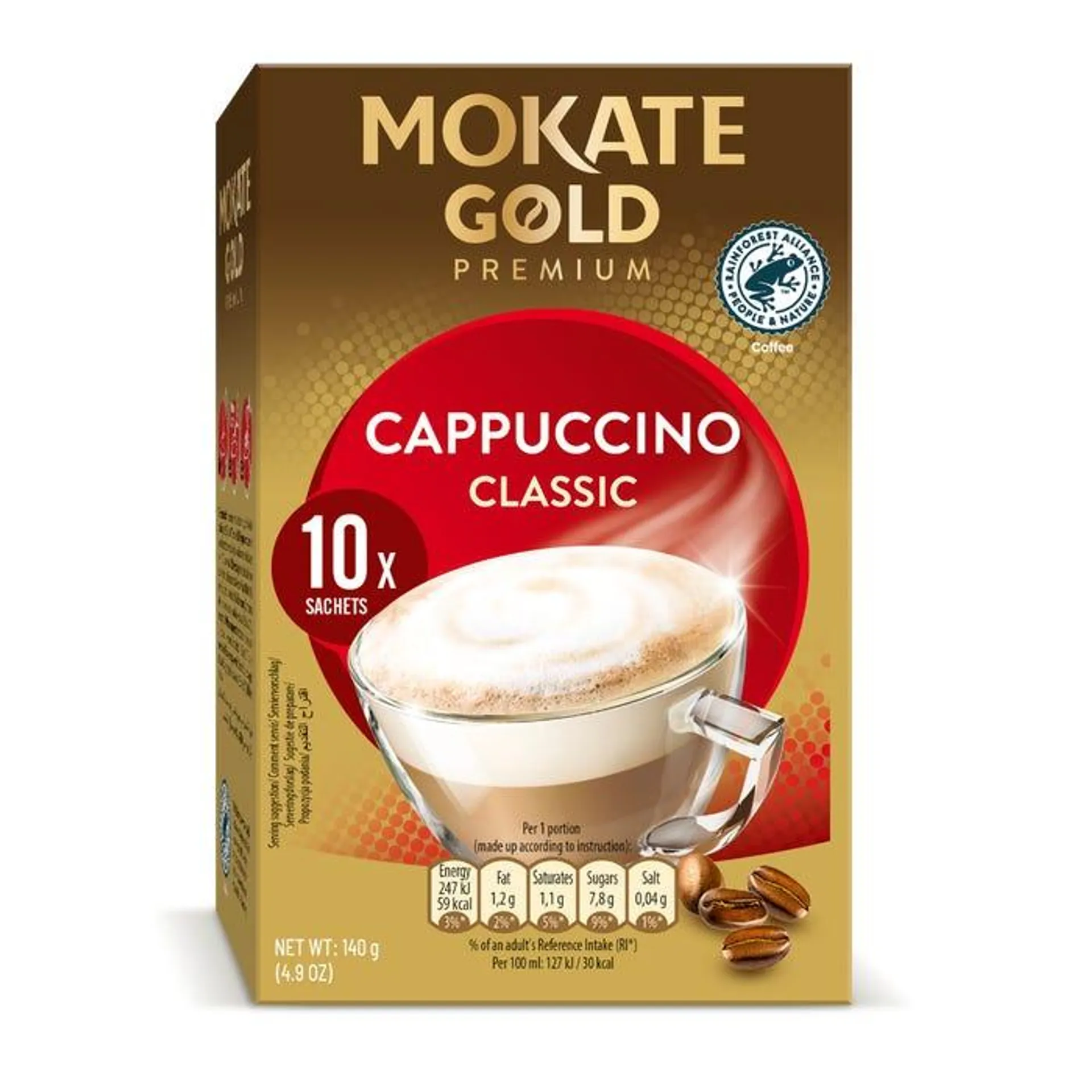 Mokate Gold Premium Cappuccino Caffe (10 Sachets)