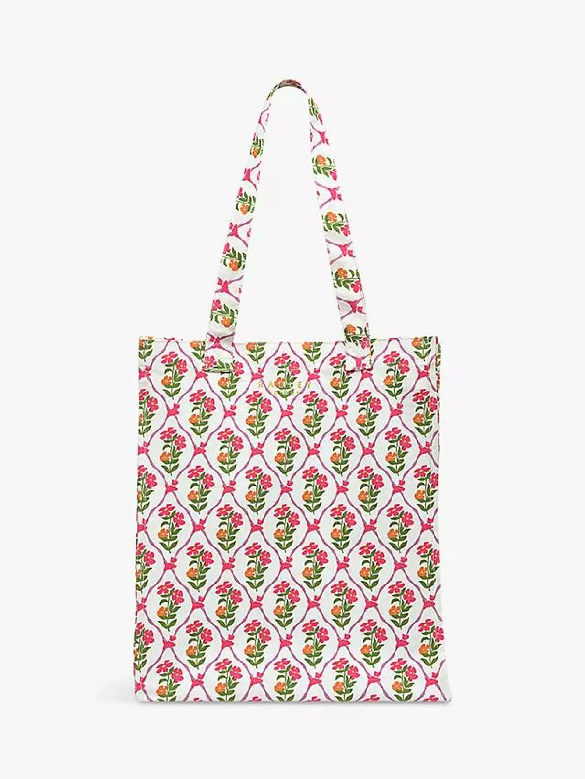 Carousel Floral Print Canvas Shopper, Chalk/Multi