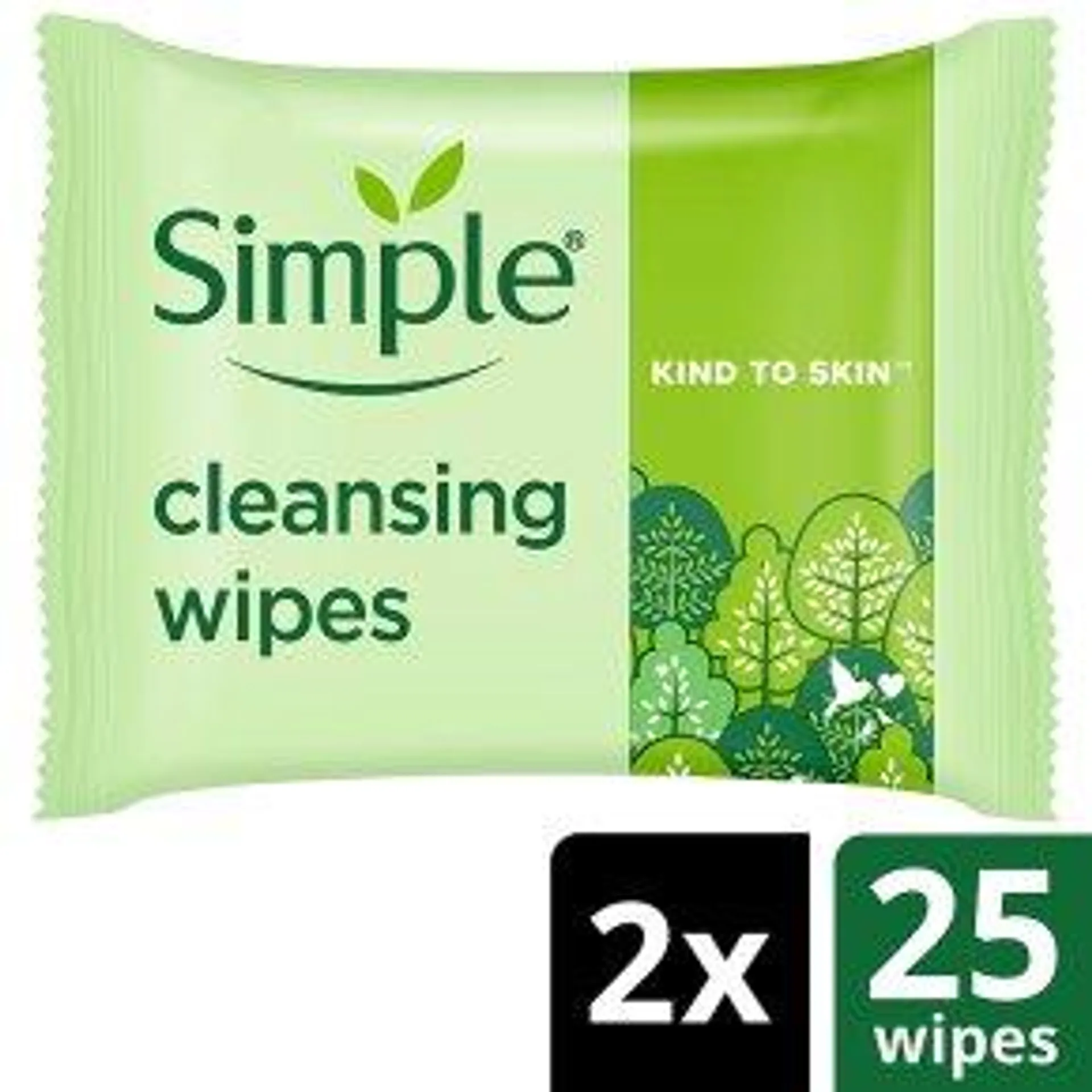 Simple Biodegradable Facial Wipes Twin Pack 2 x 25 Wipes