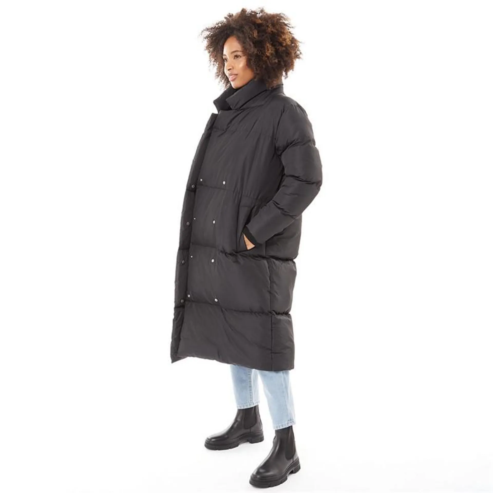 French Connection Womens Long Length Shawl Puffer Black