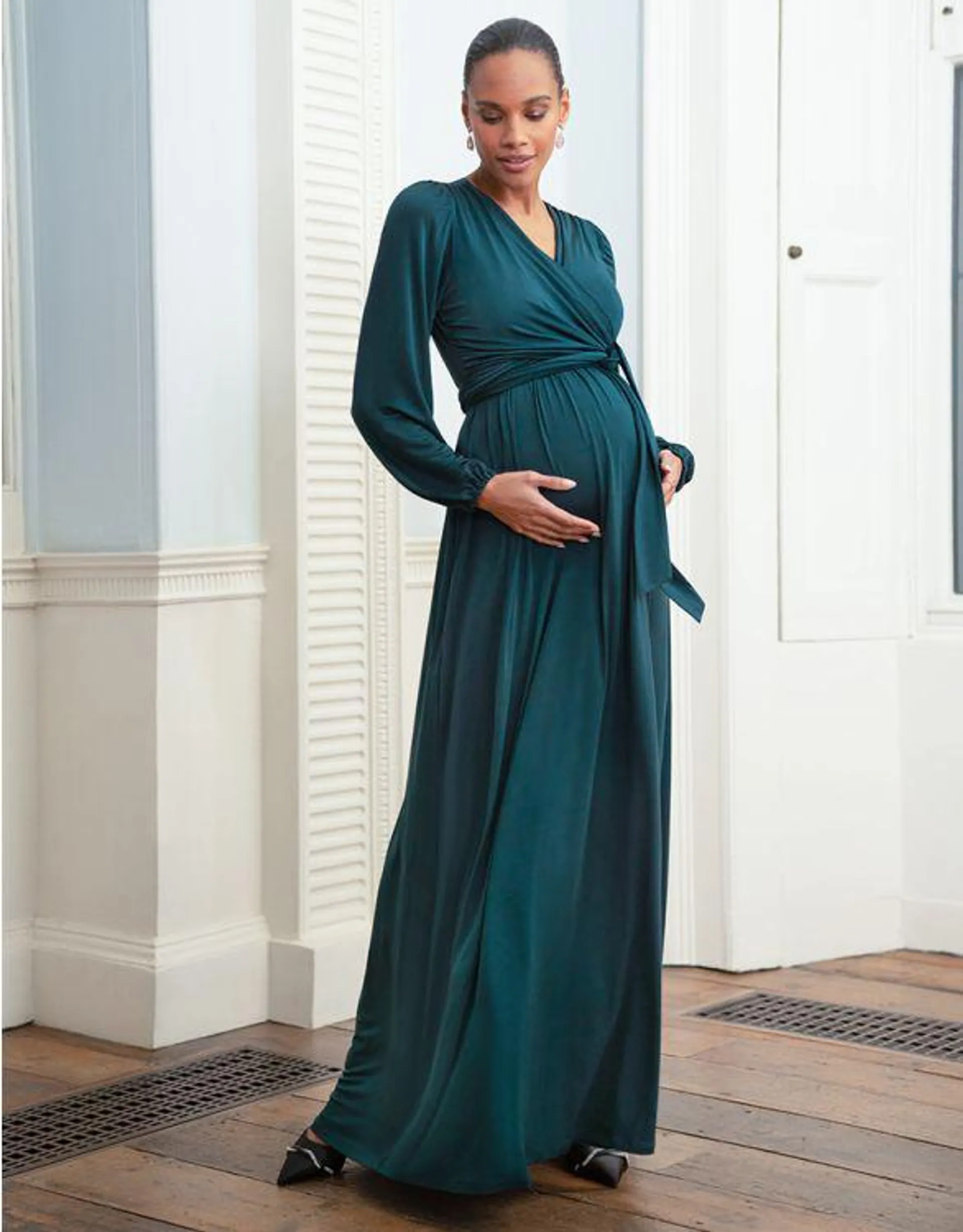 Forest Green Maternity & Nursing Maxi Dress