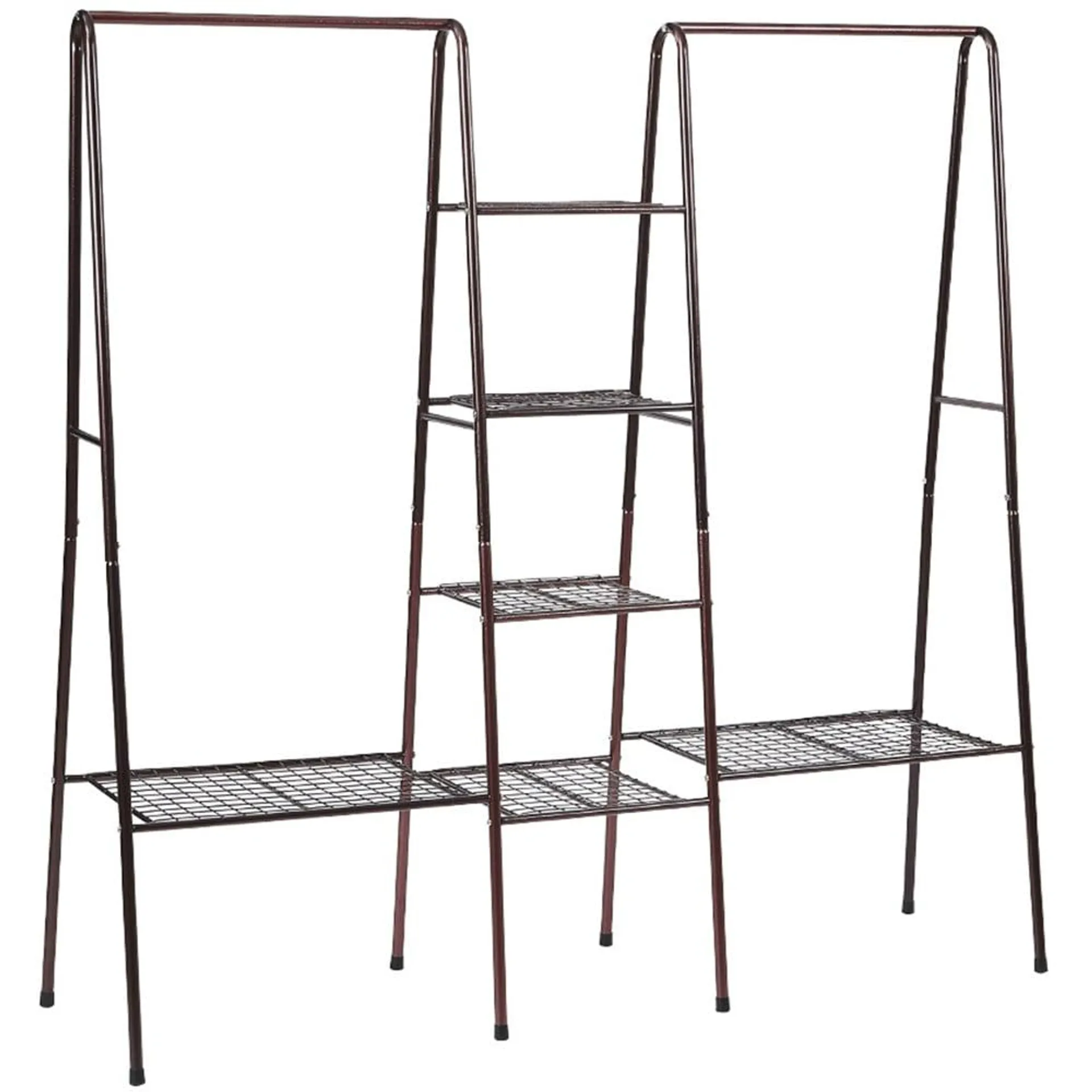 H&O Direct 5 Tier Black Clothes Rack with 2 Rods and 6 Shelves