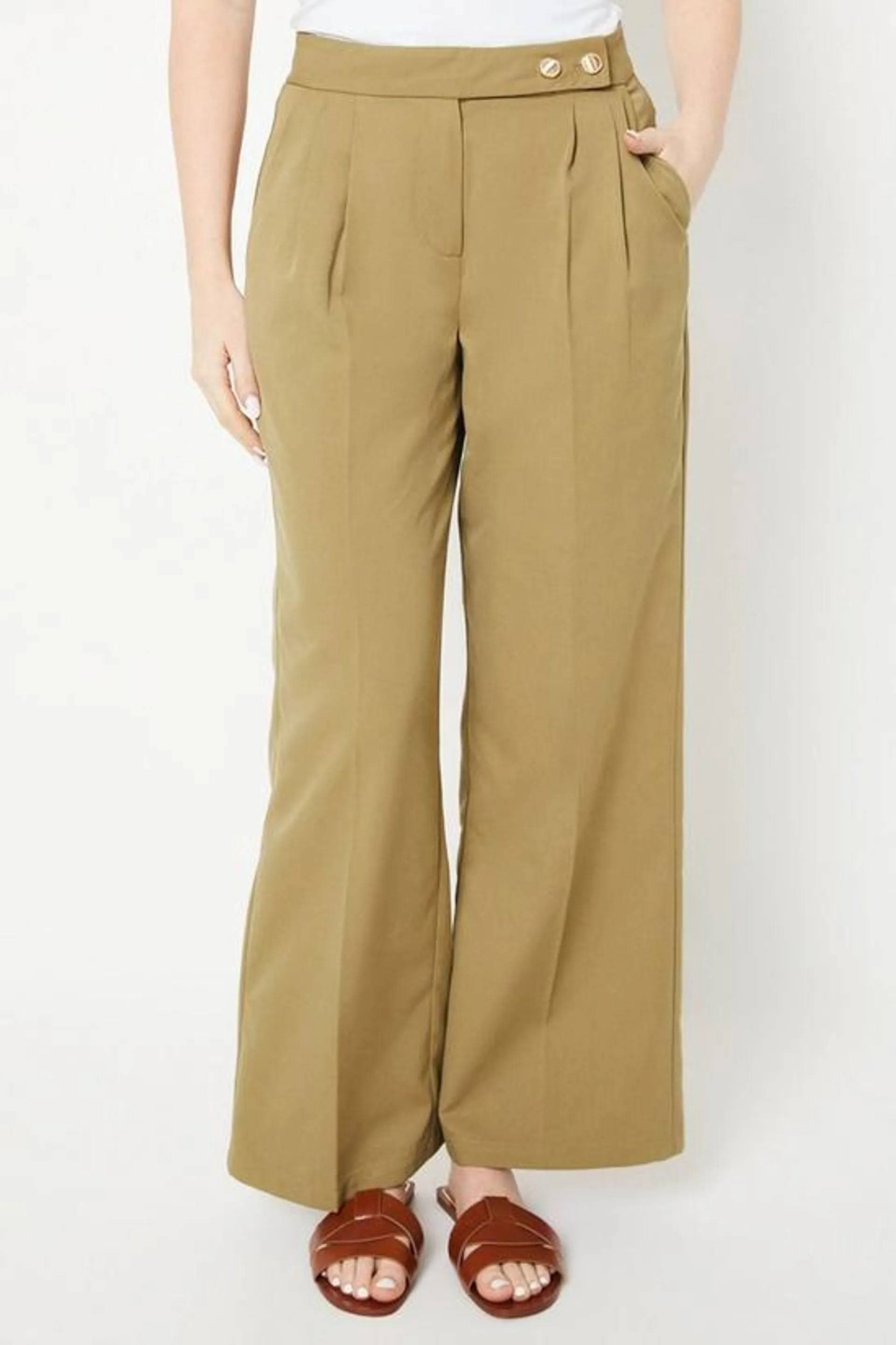 Tab Detail Pleated Trouser