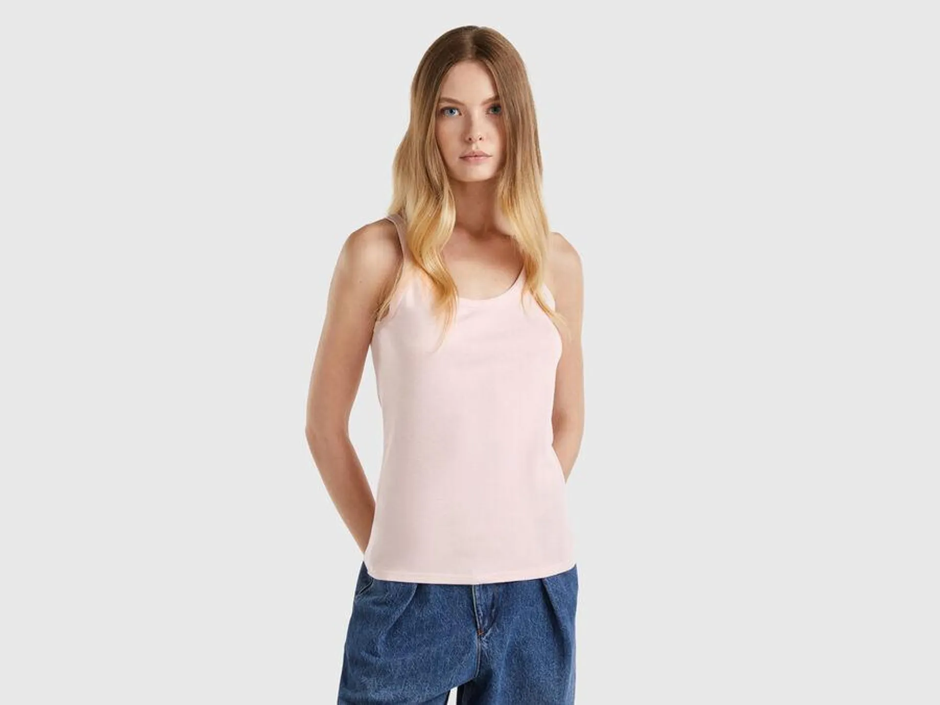 Pastel pink tank top in pure cotton