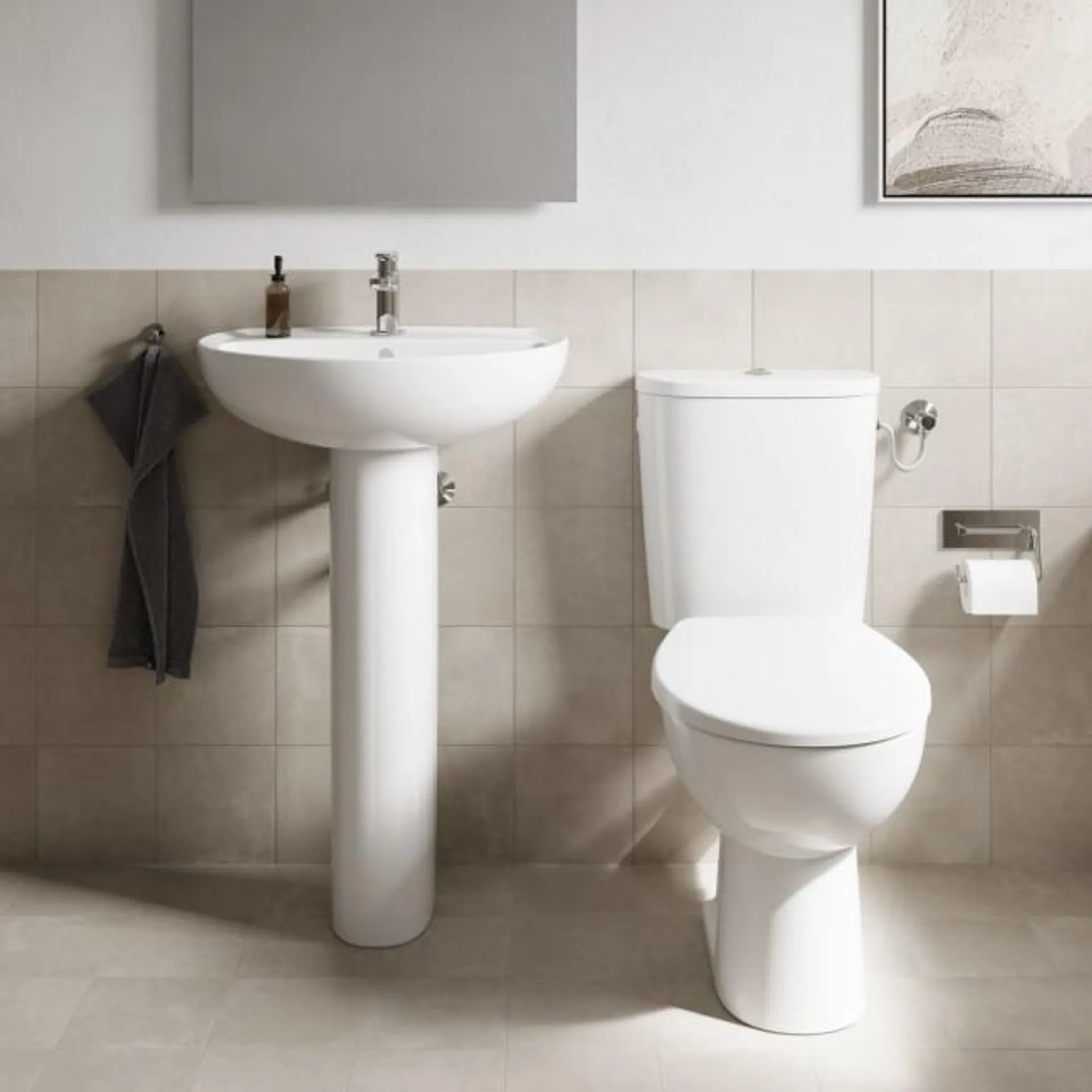 Twyford Pedestal Basin and Close Coupled Toilet Pack