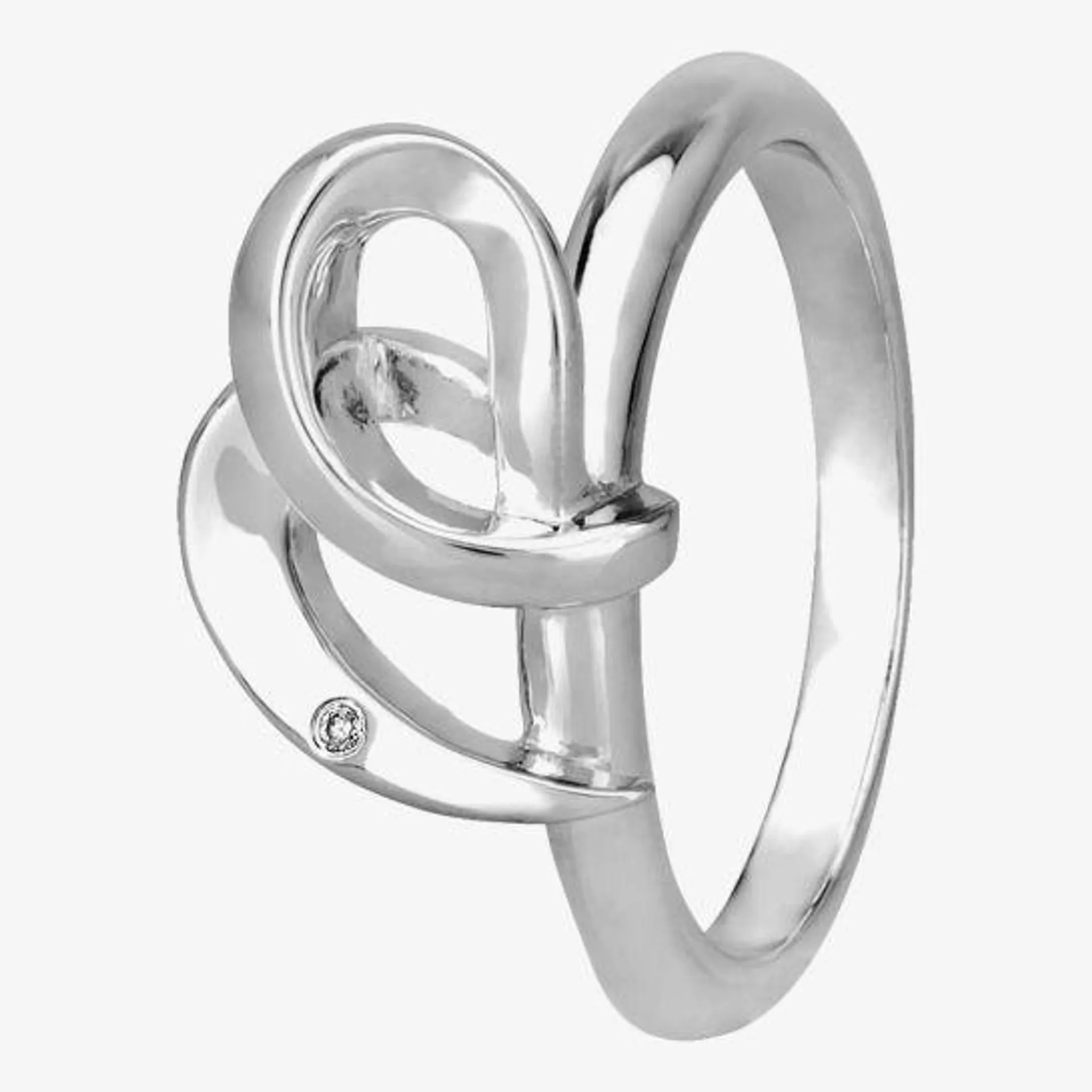 Silver Sparkle Silver Abstract Knotted Heart Ring DR365C(T)