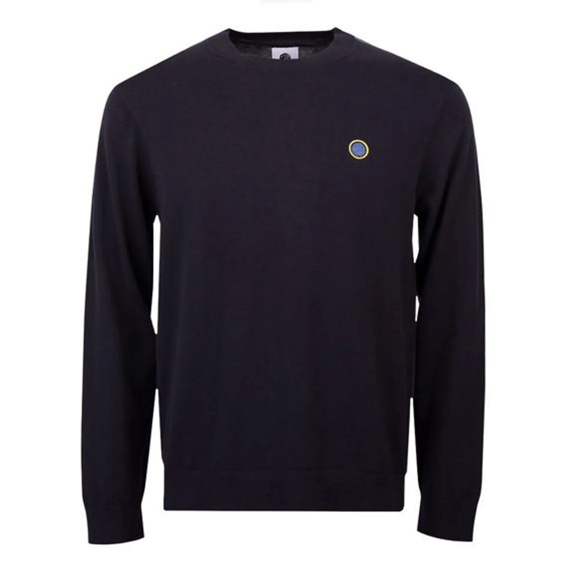 Mens Black Cotton Tipped Knitted Crewneck Jumper