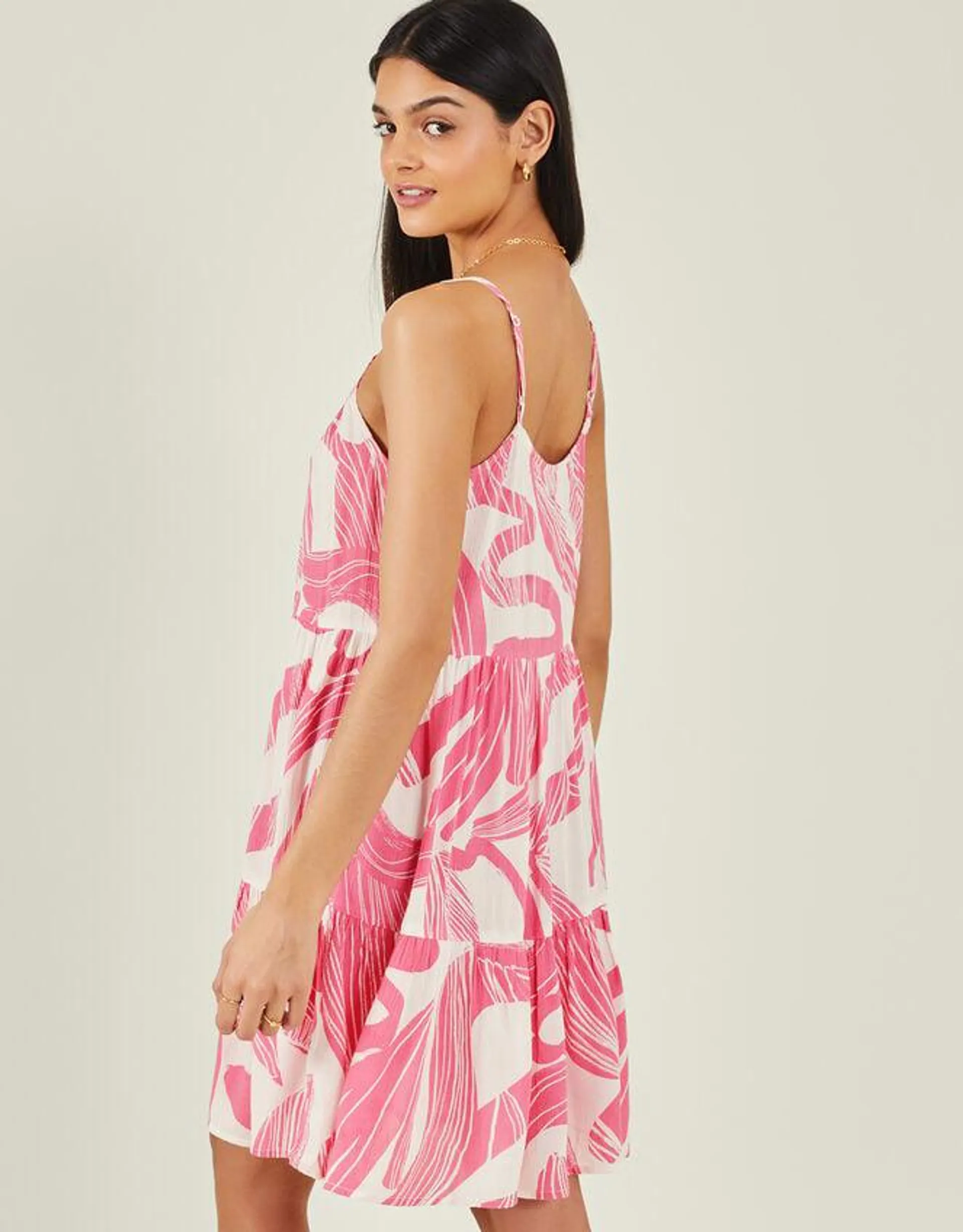 Squiggle Print Short Dress Pink