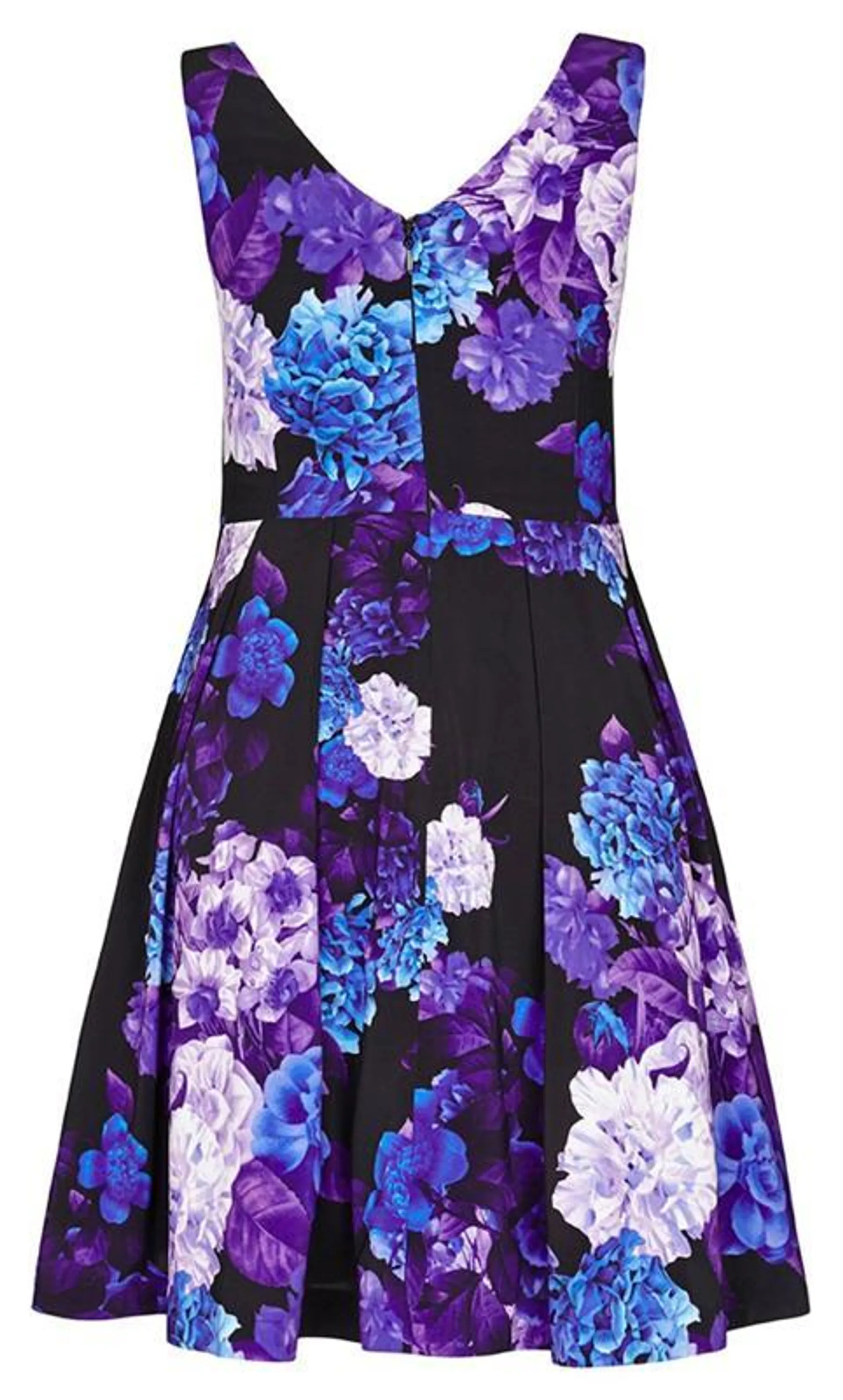 Evans Black Hydrangea Fit & Flare Dress