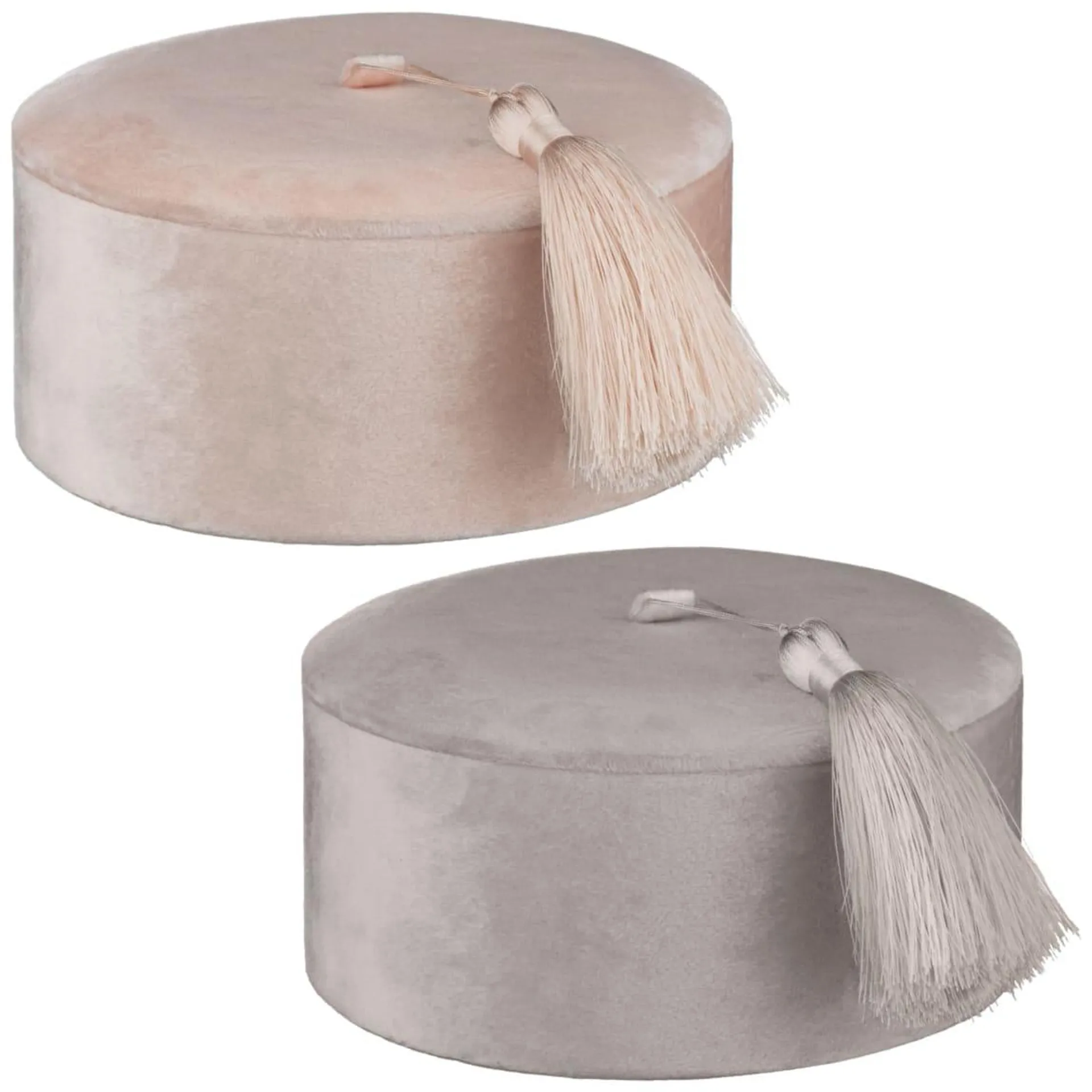 Round Trinket Box with Tassel - Grey