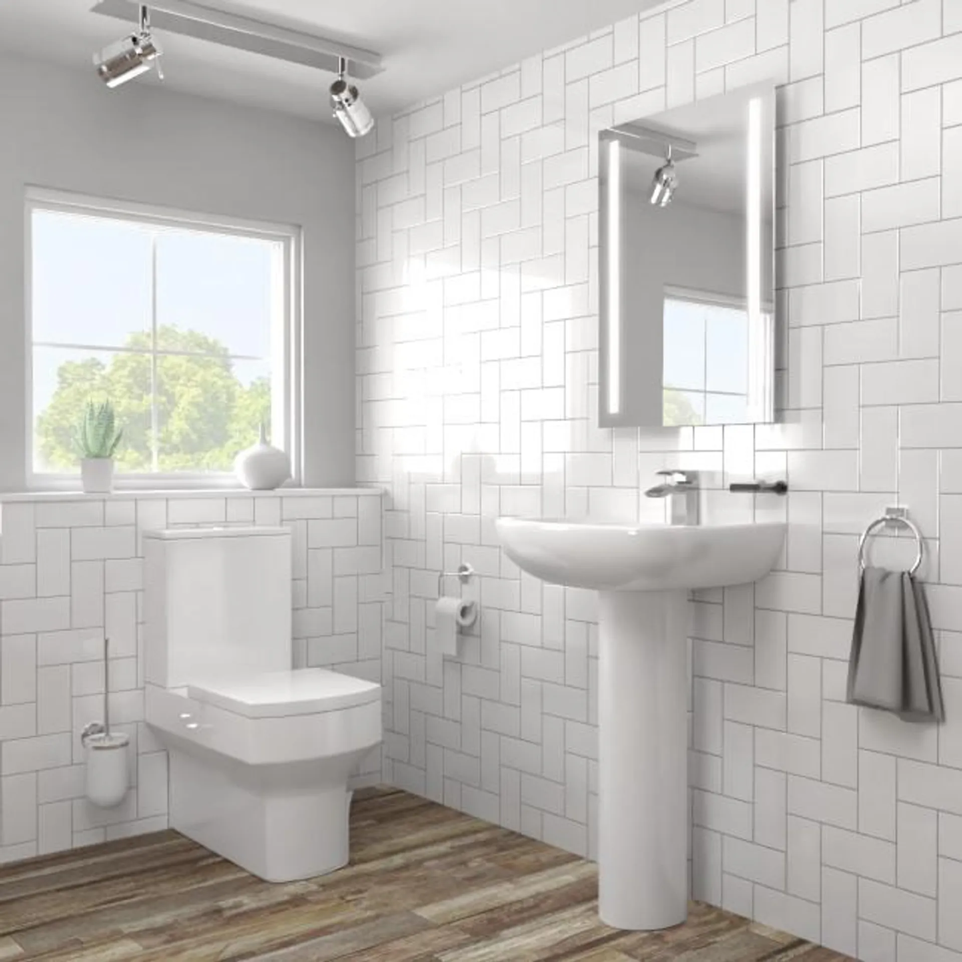 Rimless Close Coupled Toilet and Basin Suite - Ashford