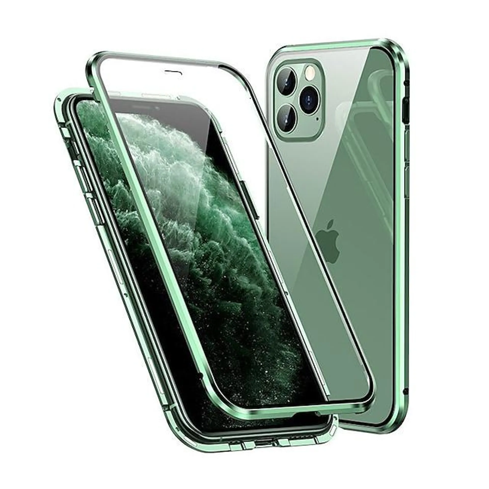 Phone Case For Apple Magnetic Adsorption iPhone 14 Pro Max 13 12 11 Pro Max Mini X XR XS 8 7 Plus Full Body Protective Double Sided Anti-Scratch Transparent Tempered Glass Aluminium