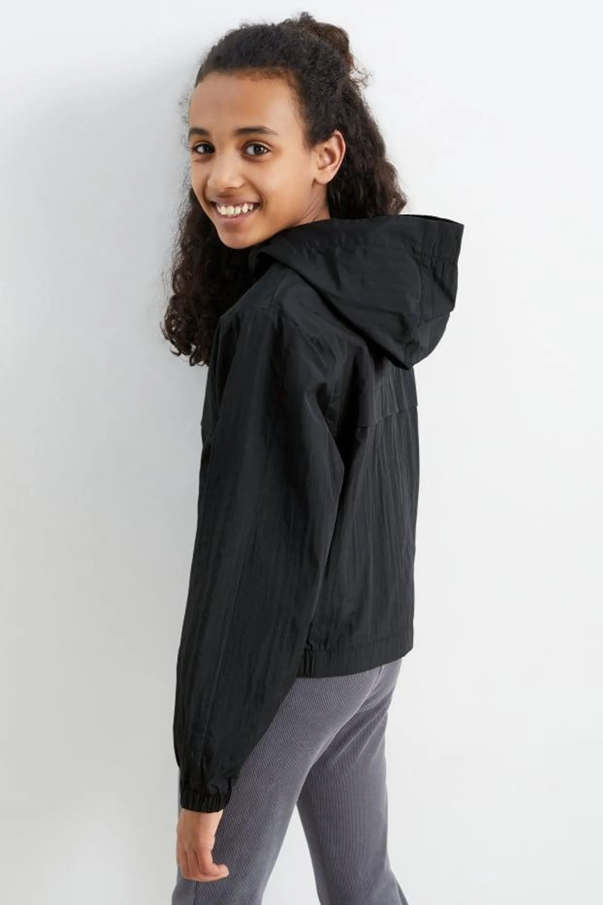 Jacket with hood - lined - water-repellent