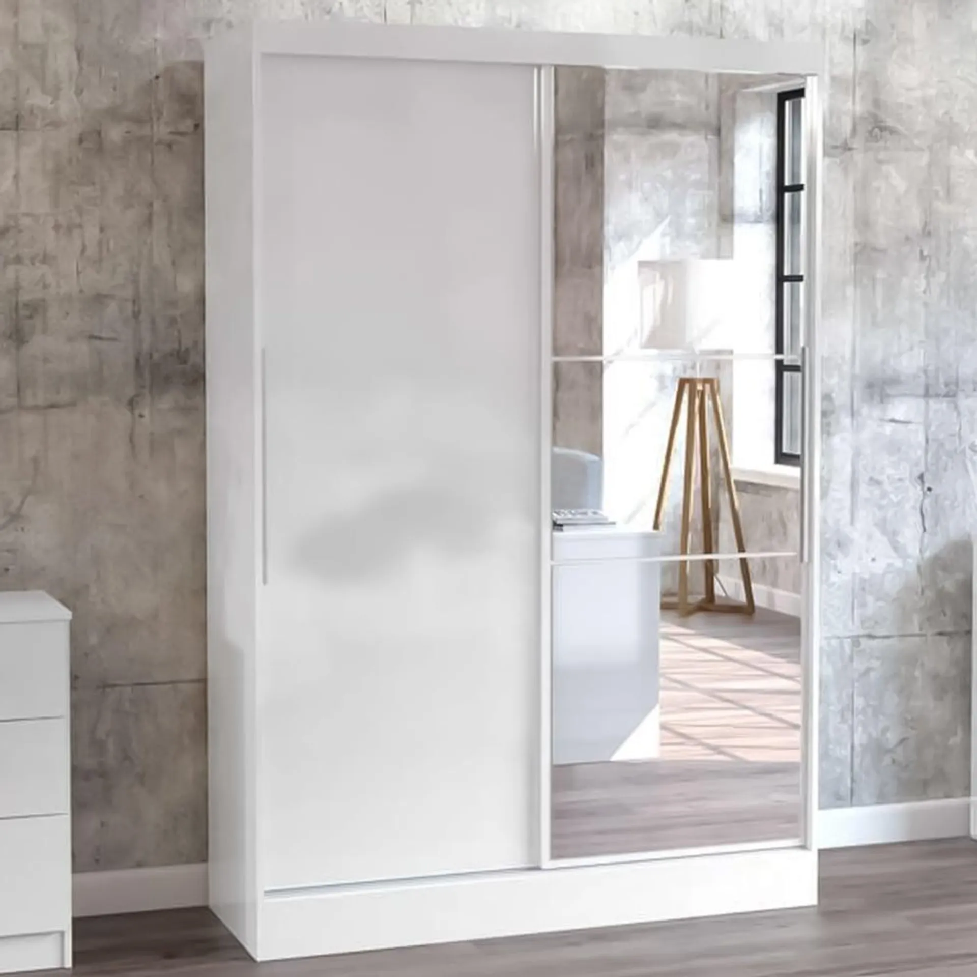 Lynx 2 Doors White Mirrored Sliding Wardrobe