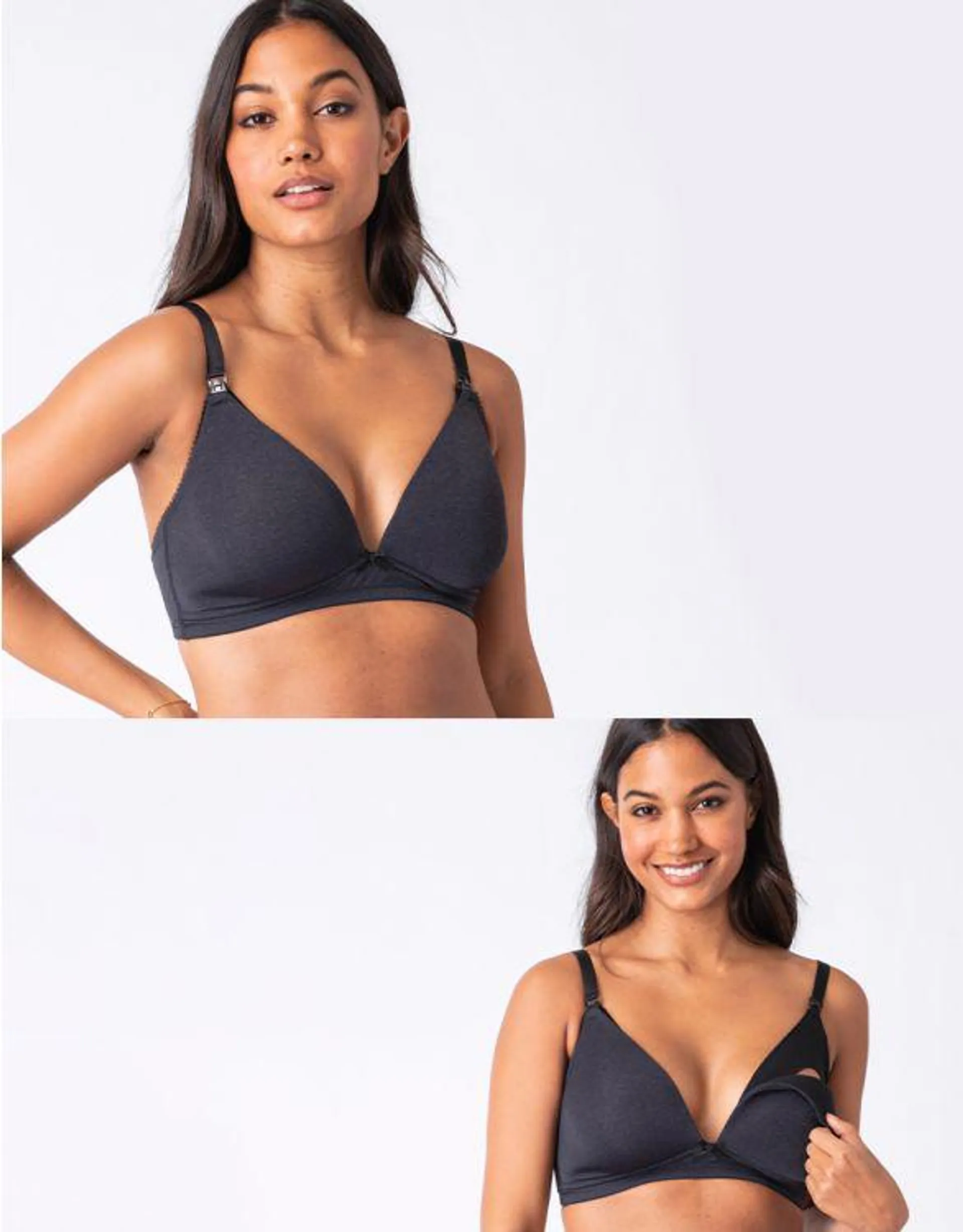 Charcoal Marl Maternity & Nursing Non Wired Bra