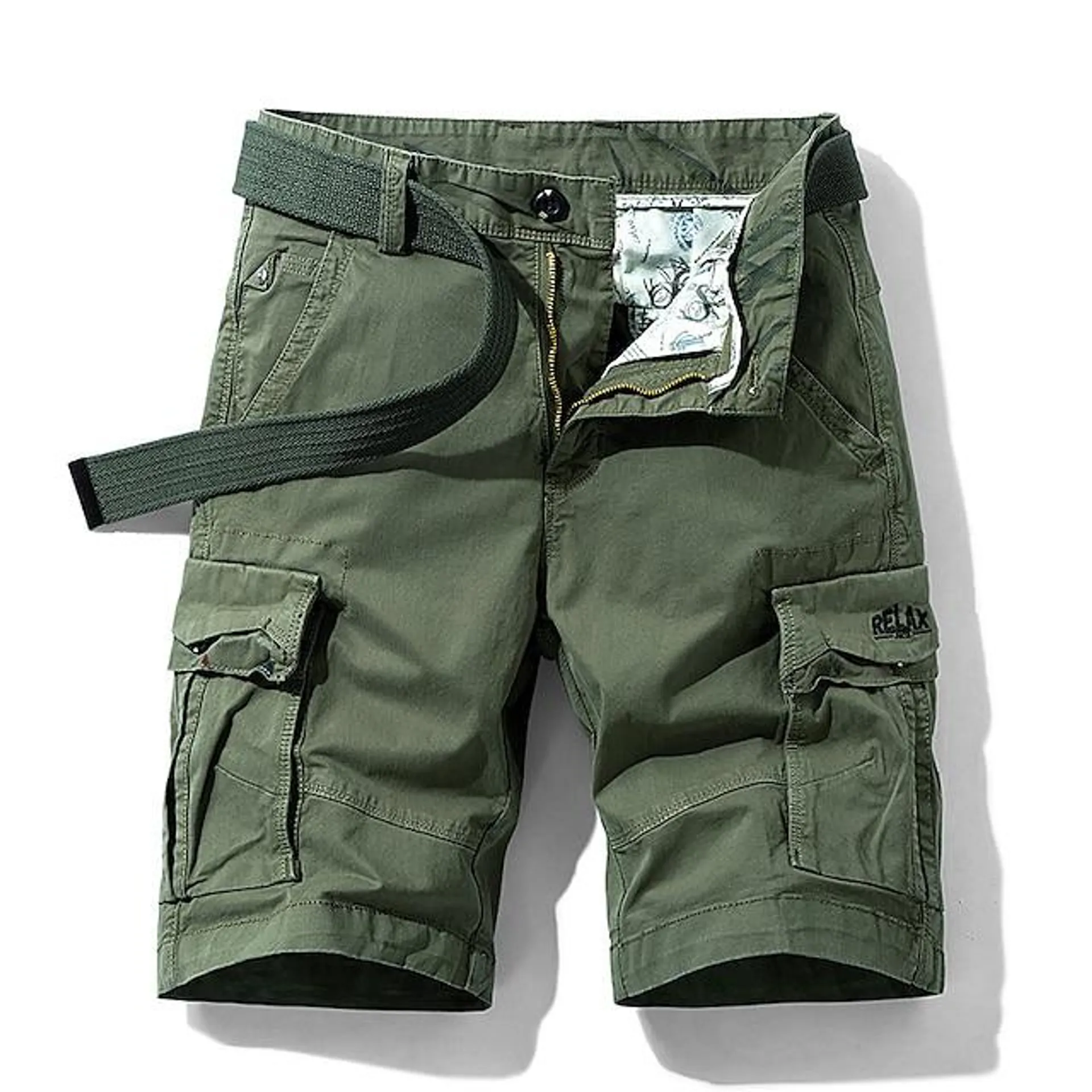Men's Cargo Shorts Bermuda shorts Hiking Shorts Multi Pocket Plain Sports Outdoor Streetwear Cargo Shorts Shorts ArmyGreen Khaki