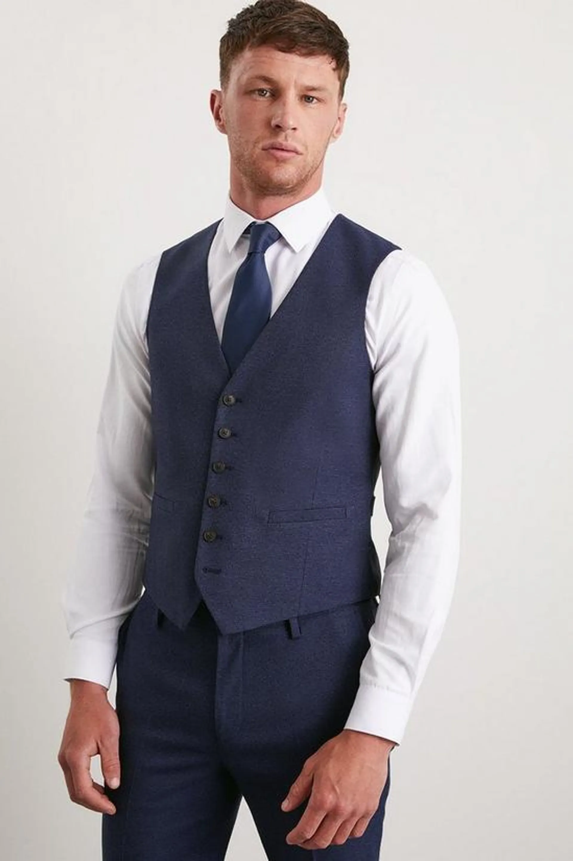 Skinny Fit Navy Marl Waistcoat