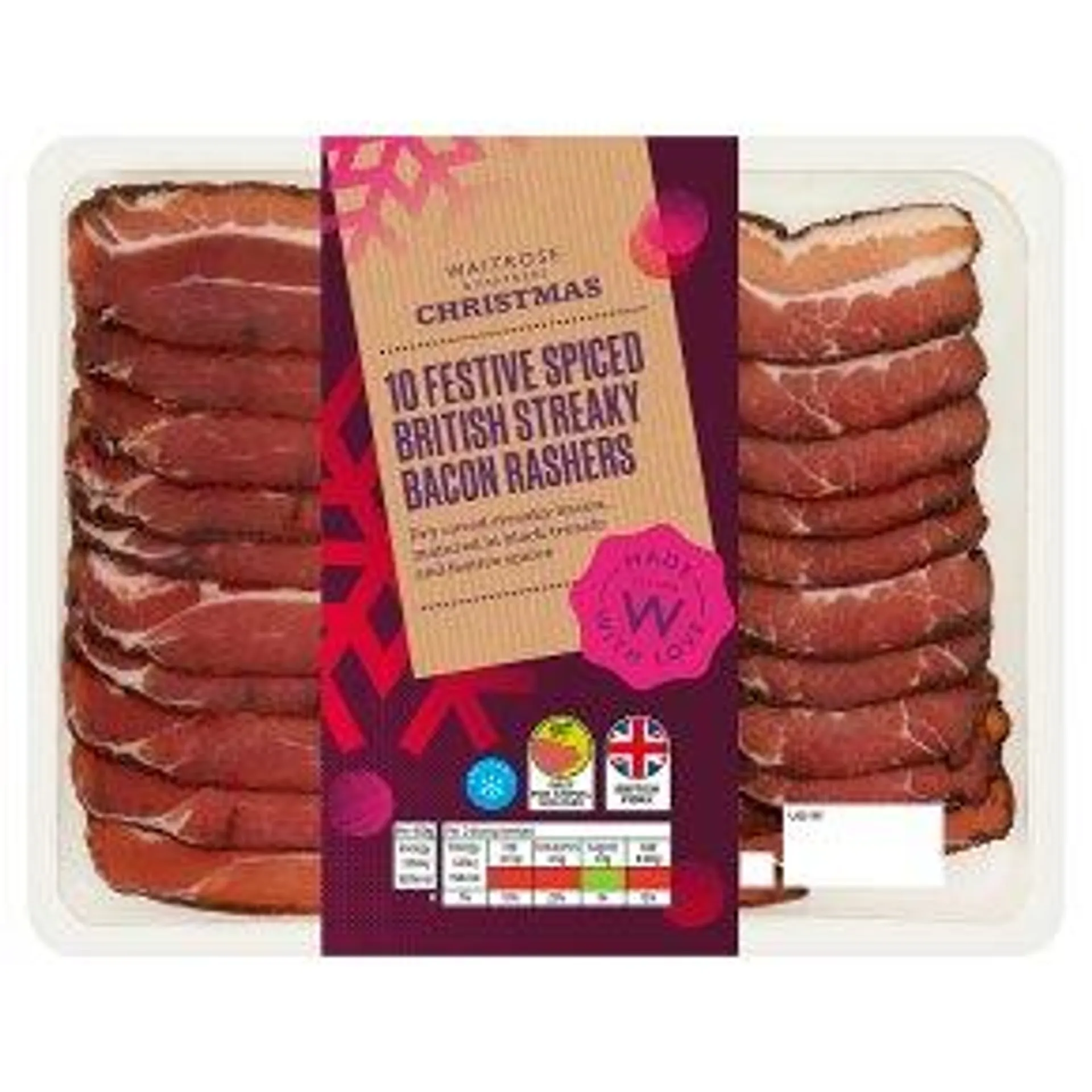 Waitrose Christmas 10 Festive Spiced Streaky Bacon Rashers