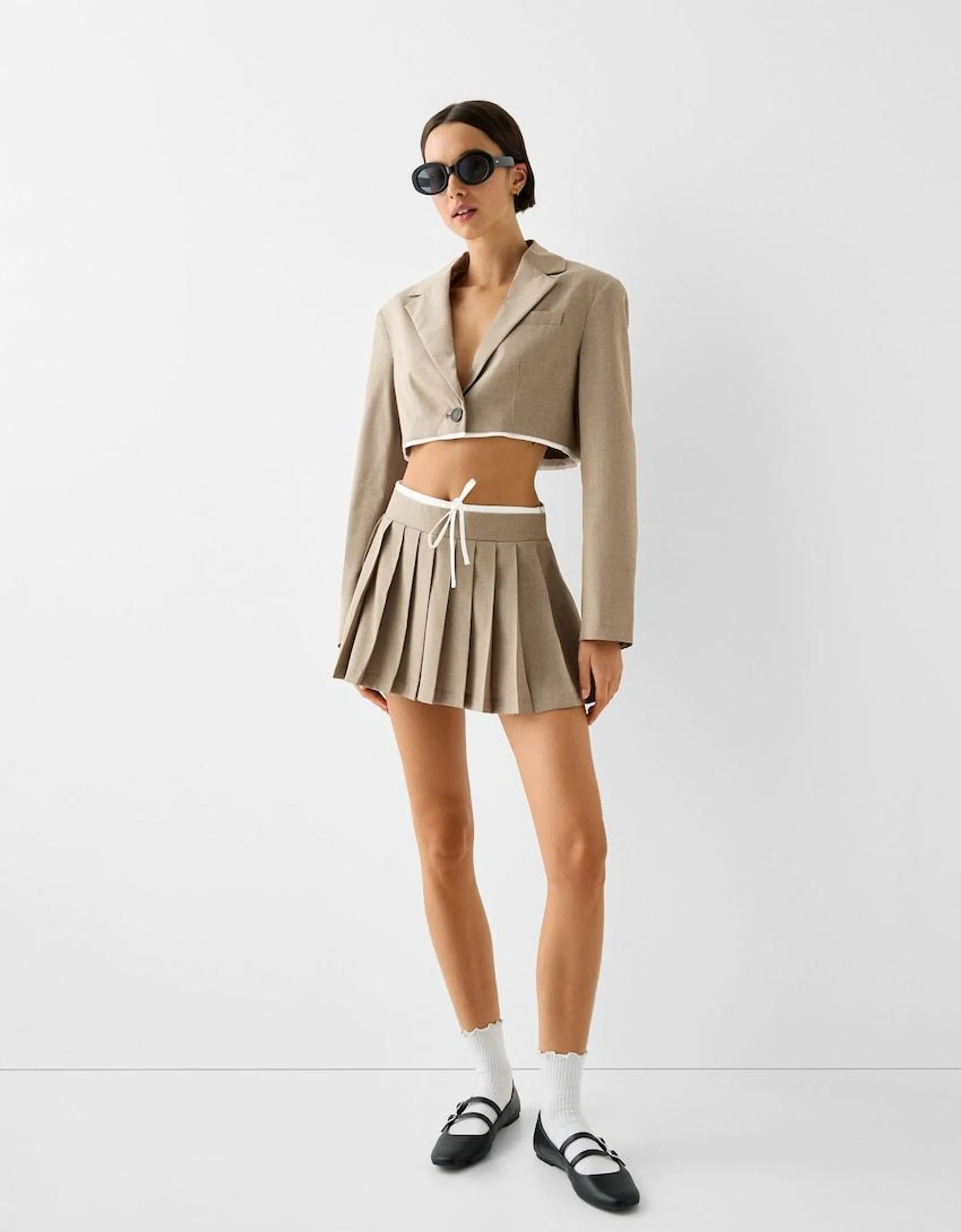 Poplin skirt and blazer set