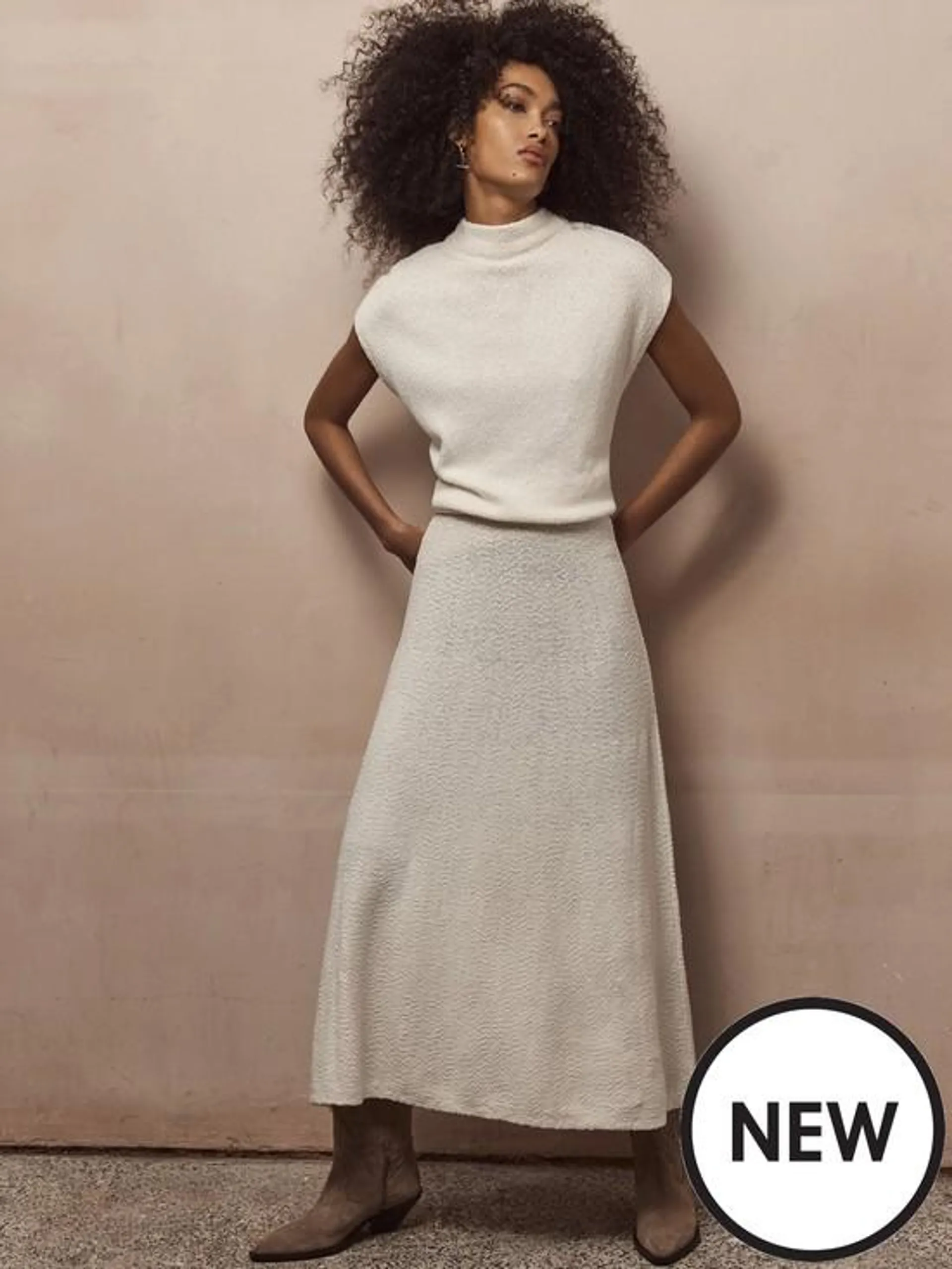 Ivory Cotton Textured Dress