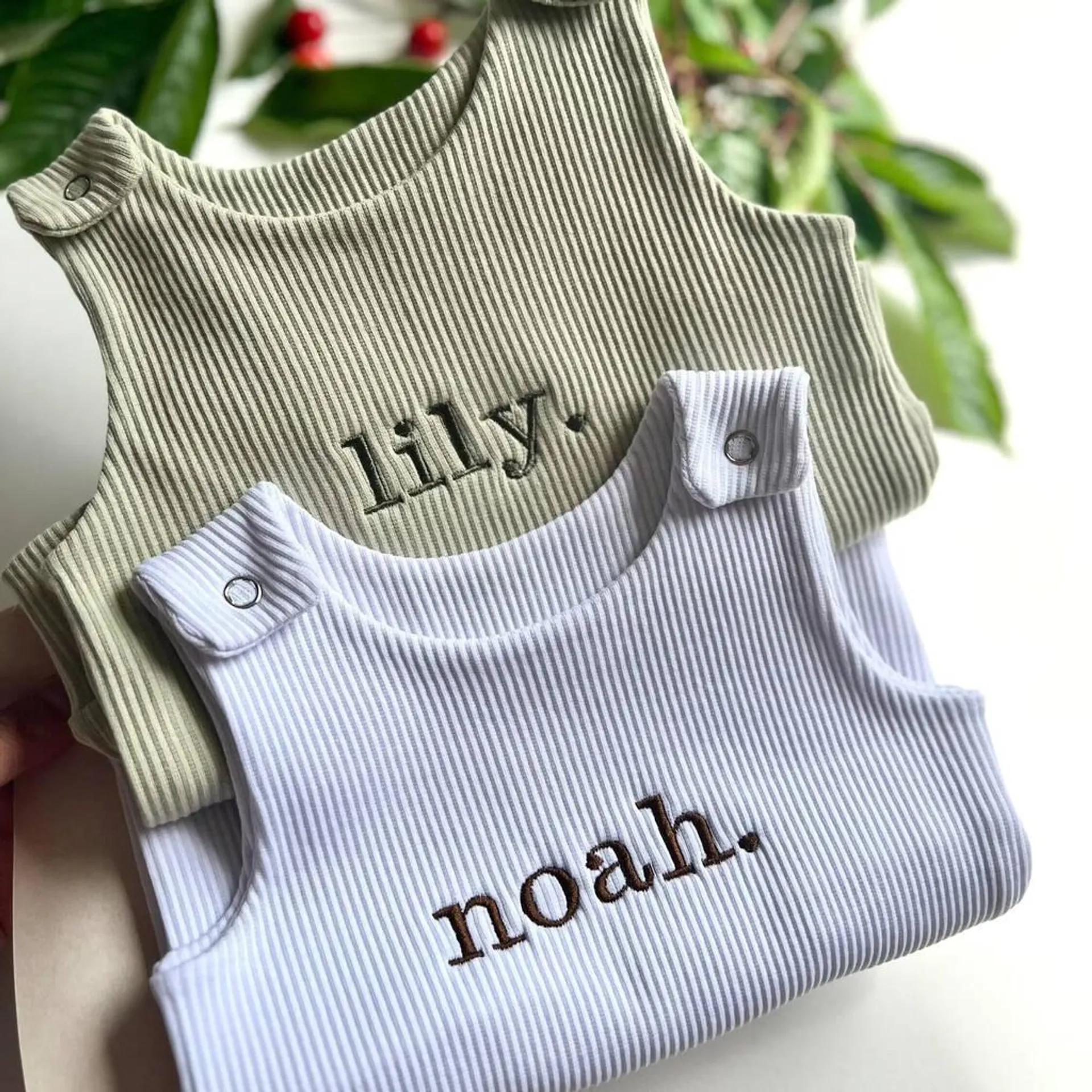 Personalised Baby Dungarees Romper | Embroidered