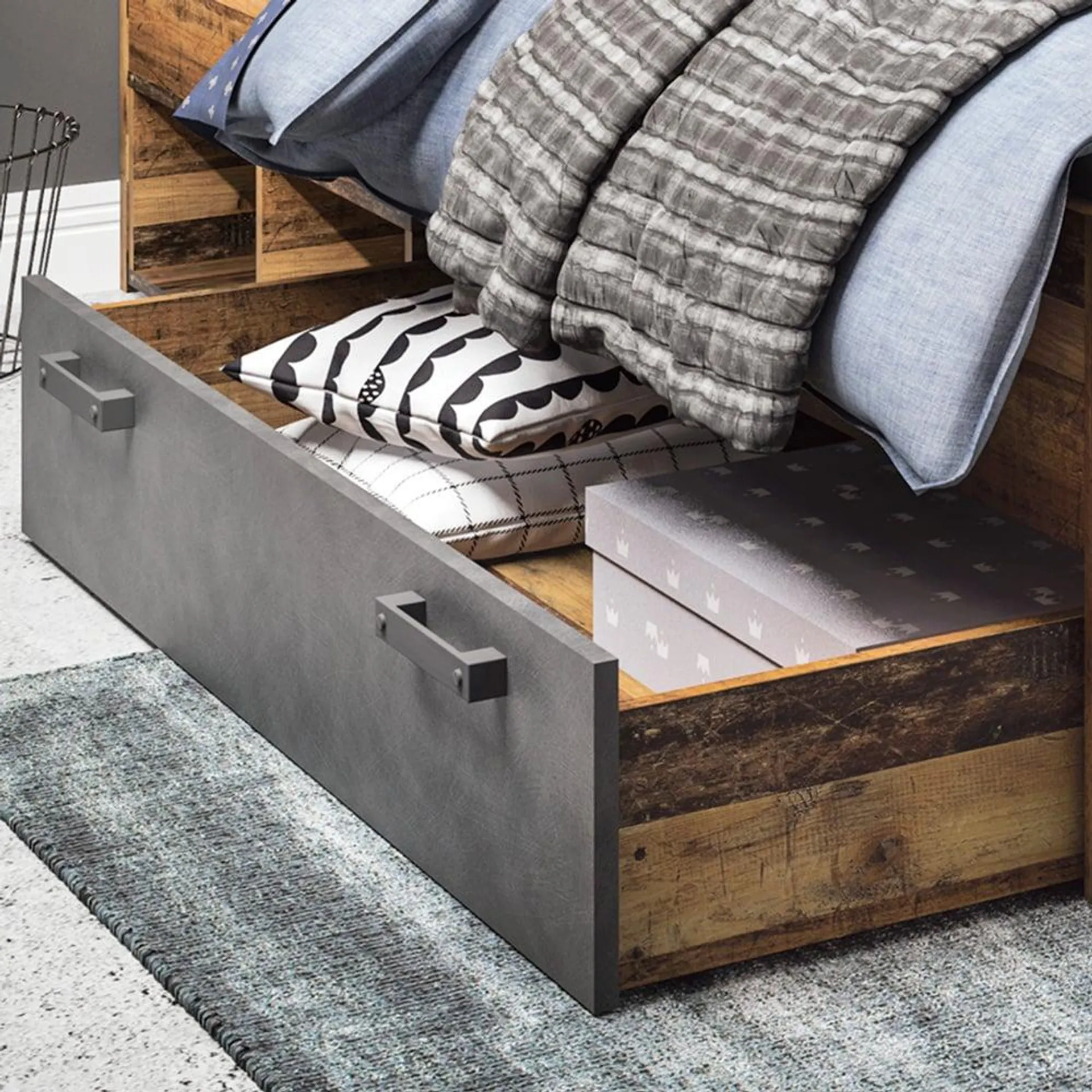 Florence Brooklyn Walnut and Dark Matera Grey Underbed Drawer