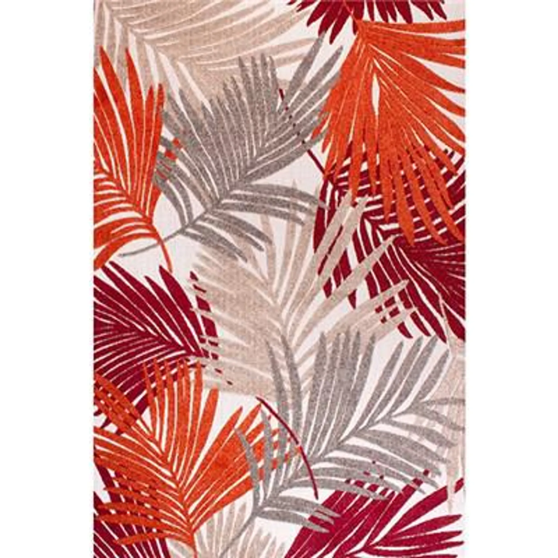 Tropical Leaf Design Cut Pile Outdoor/Indoor Rug - 80 x 150 cm