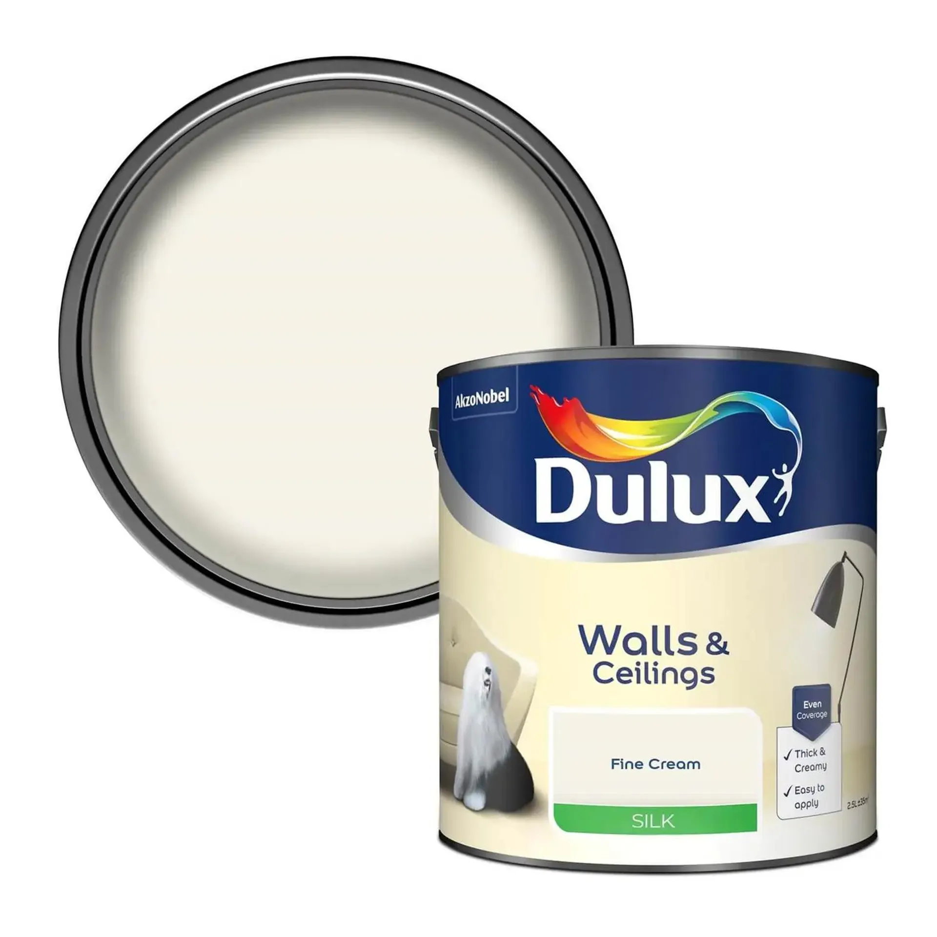 Dulux Silk Fine Cream Silk Emulsion Paint - 2.5L