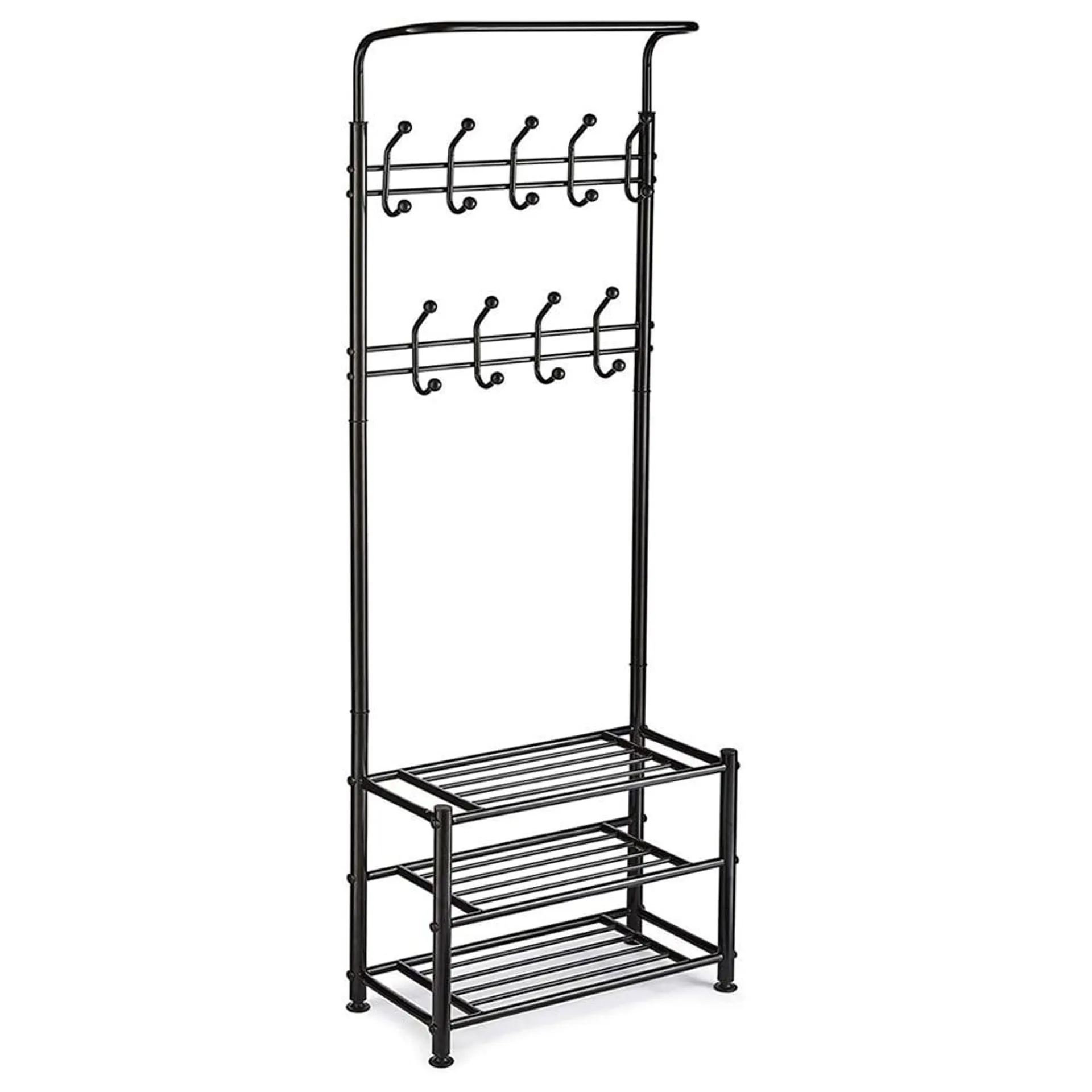 House of Home Black Stand with 18 Hooks 6 x 2ft