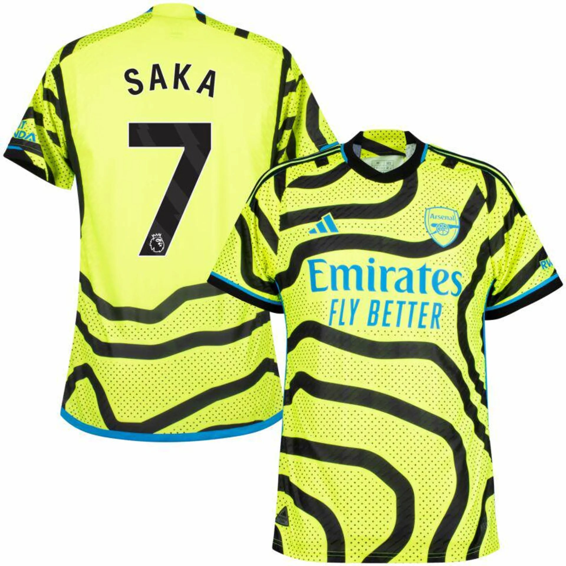 adidas Arsenal Away Authentic Saka 7 Shirt 2023-2024 (Premier League)