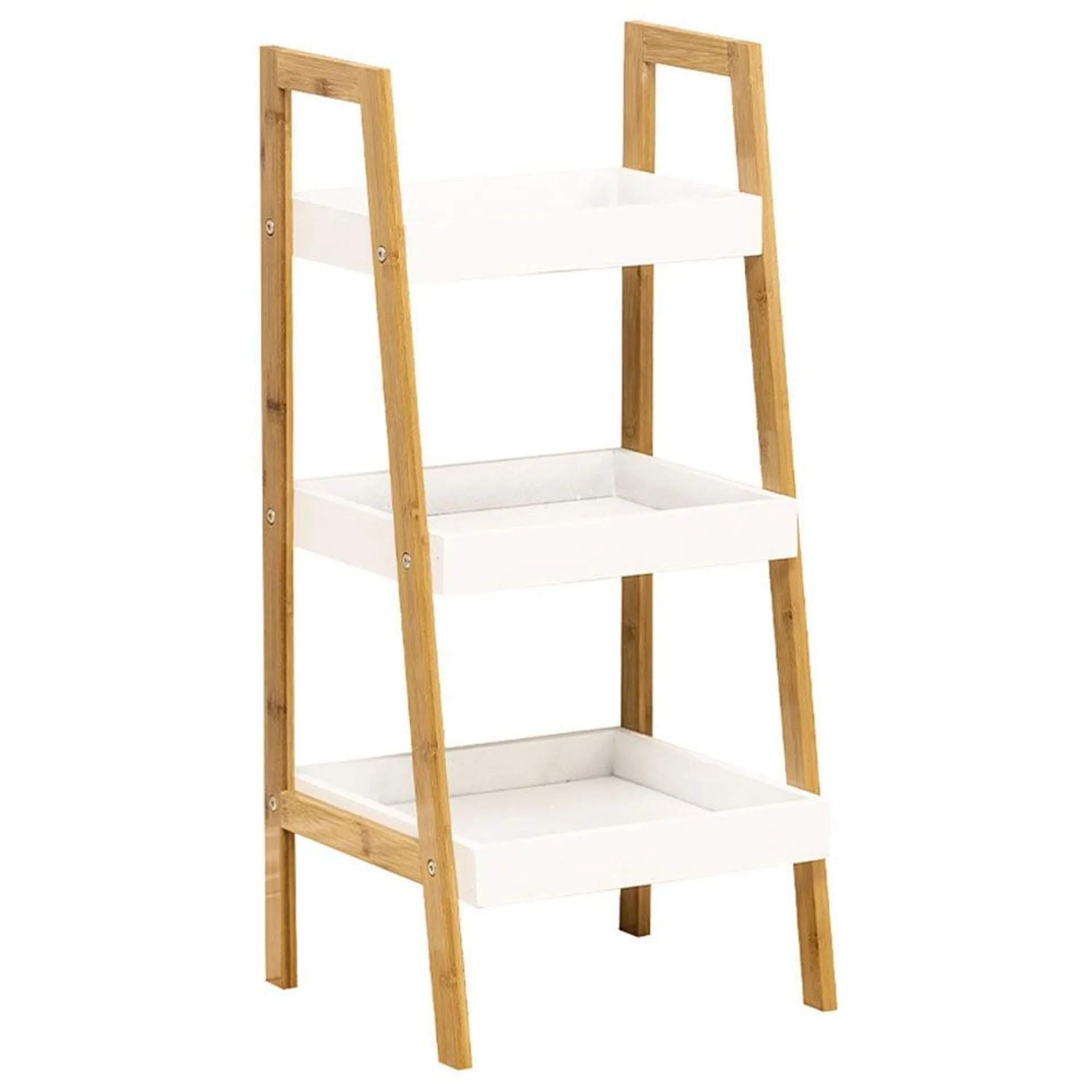 Living and Home Multi Tiered White Ladder Shelf