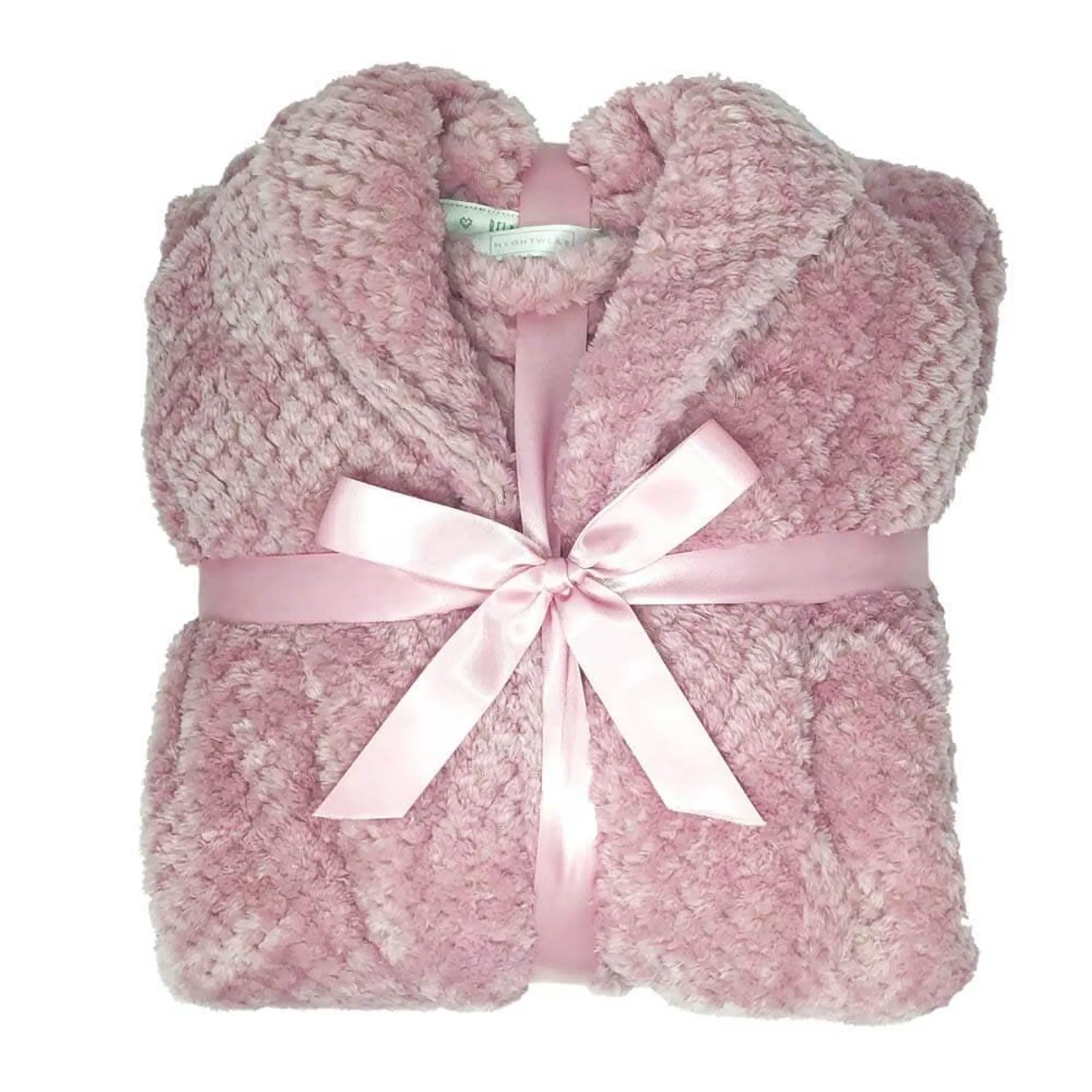 Ladies Pink Honeycomb Fleece Dressing Gown