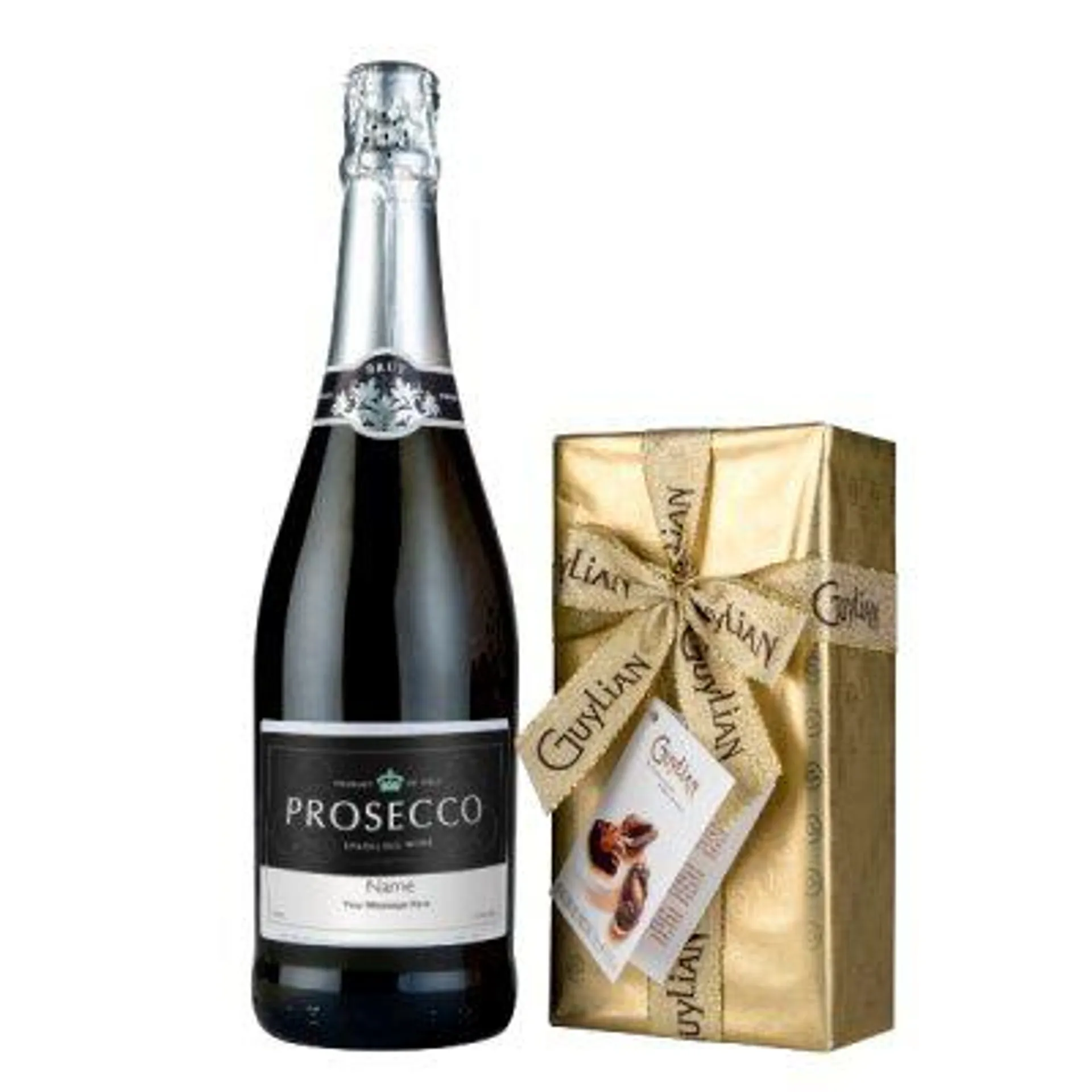 Personalised Prosecco 75cl With Guylian Chocolates