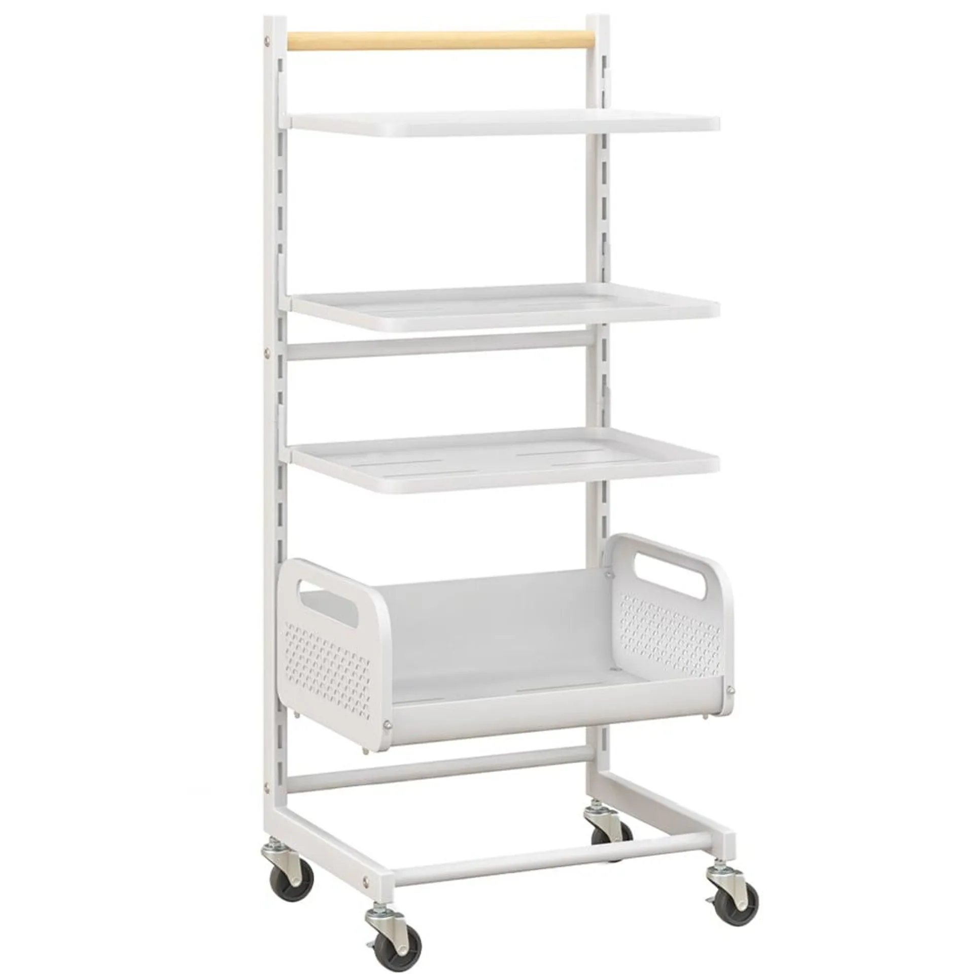 Costway 4 Shelf White Adjustable Utility Rolling Cart