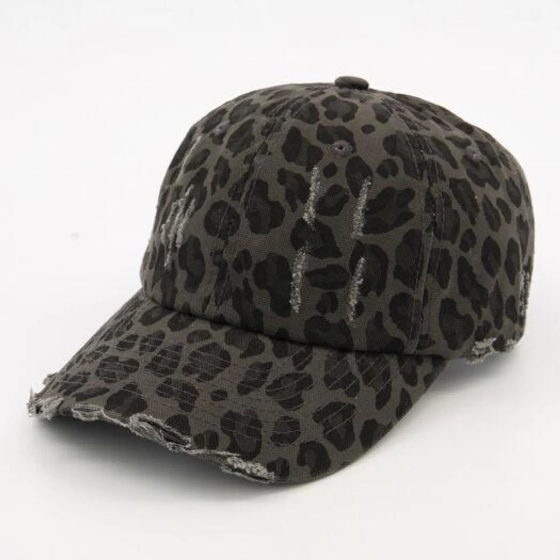 Black Leopard Spot Scratched Cap