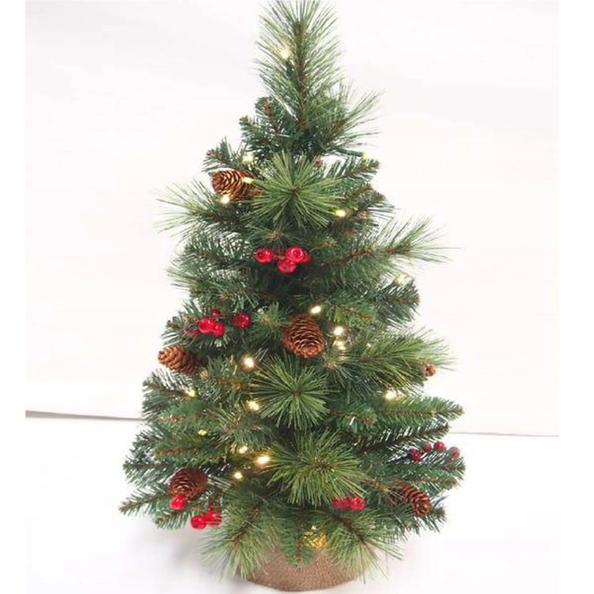 2ft Pre-Lit Berries & Cones Christmas Tree