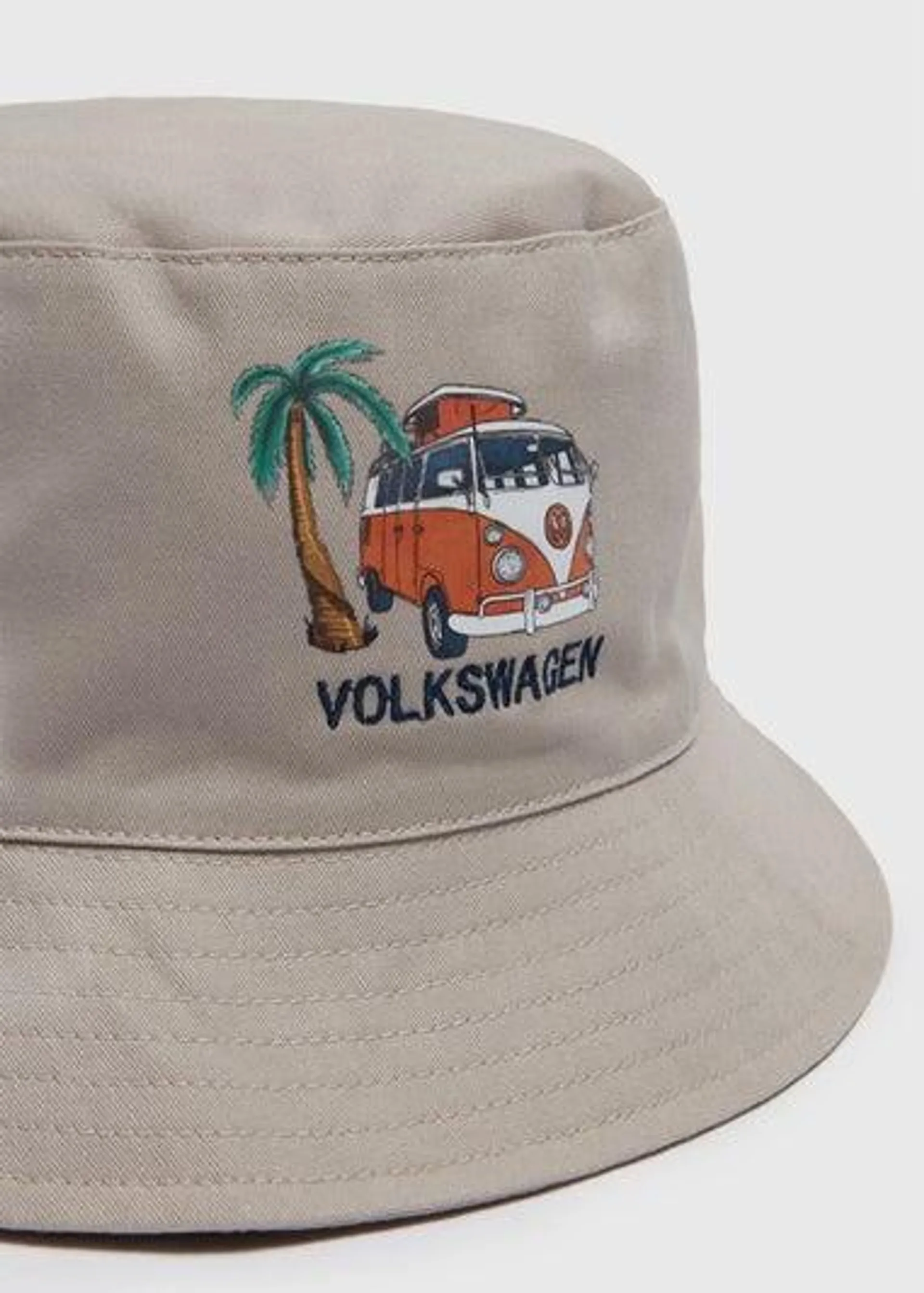 Grey Orange Embroidered Bucket Hat