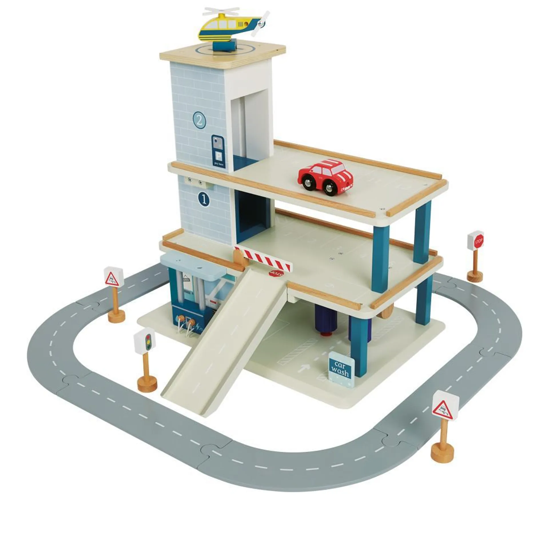 Wooden Toy Garage with Track