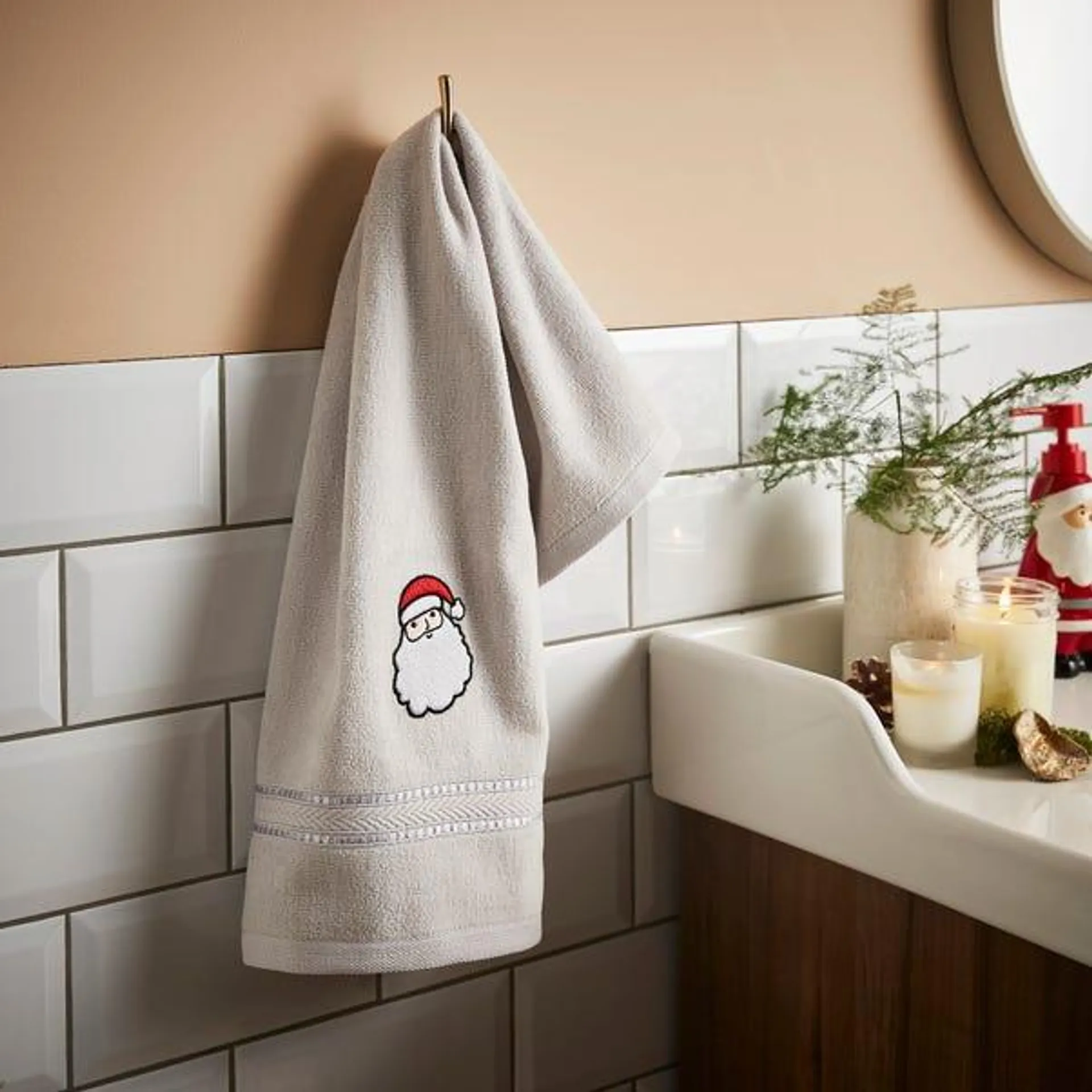 Silver Santa Hand Towel