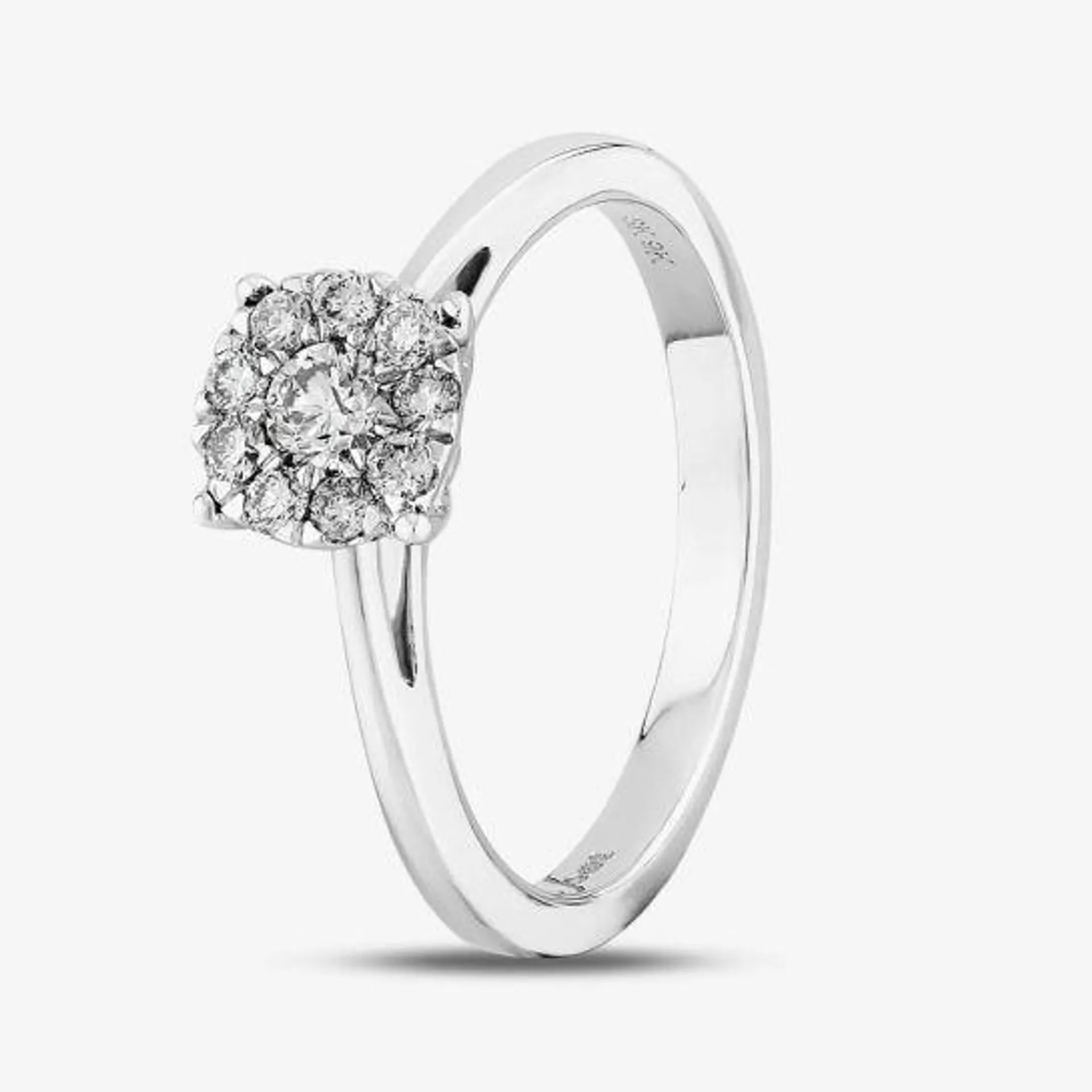 Pure Brilliance 9ct White Gold 0.33ct Diamond Cluster Ring THR3146-33