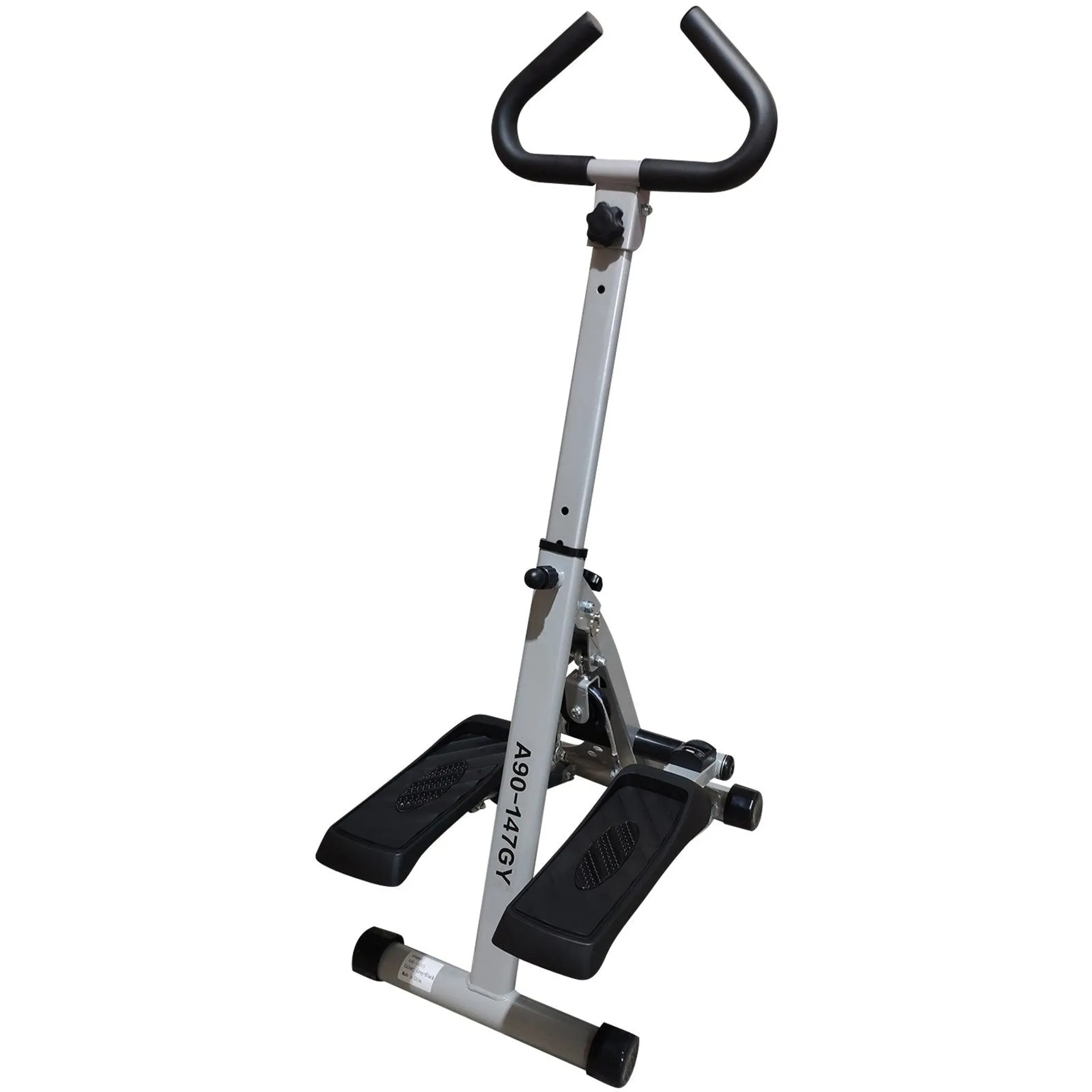 HOMCOM Foldable Stepper Adjustable Step Machine w/ Handlebar LCD Display, Grey