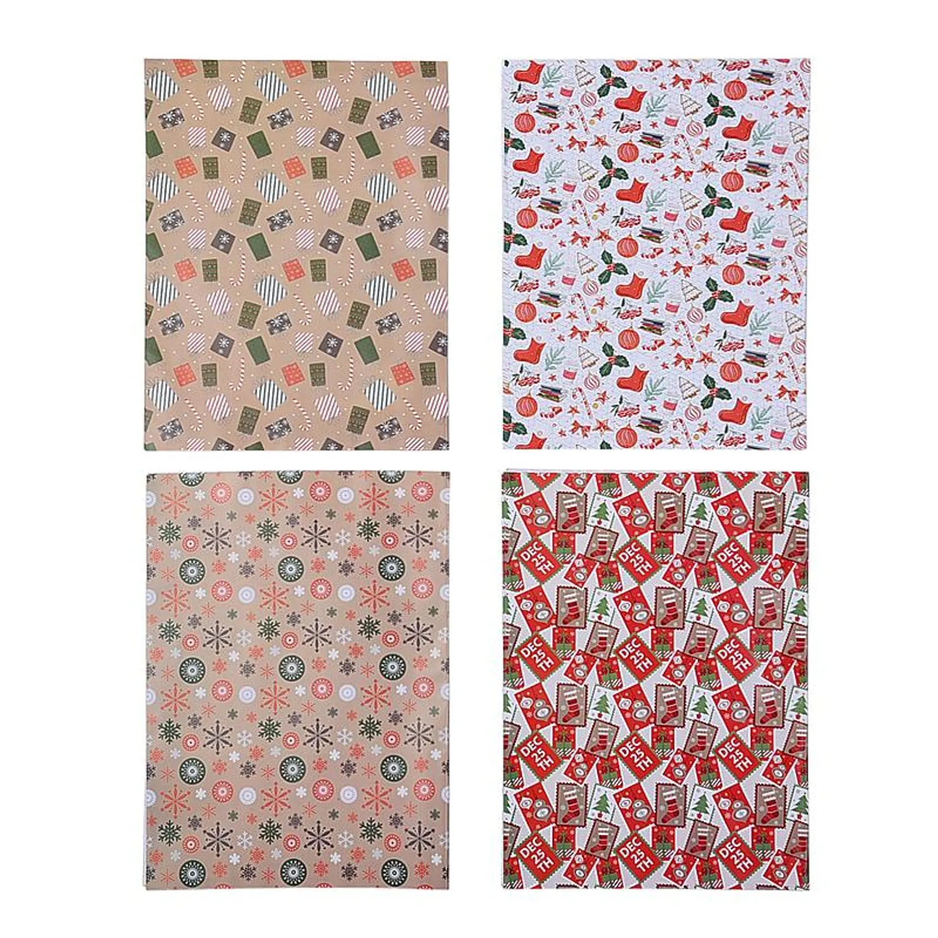 Set of 40 - Gift Wrapping Papers - Beige and Multi