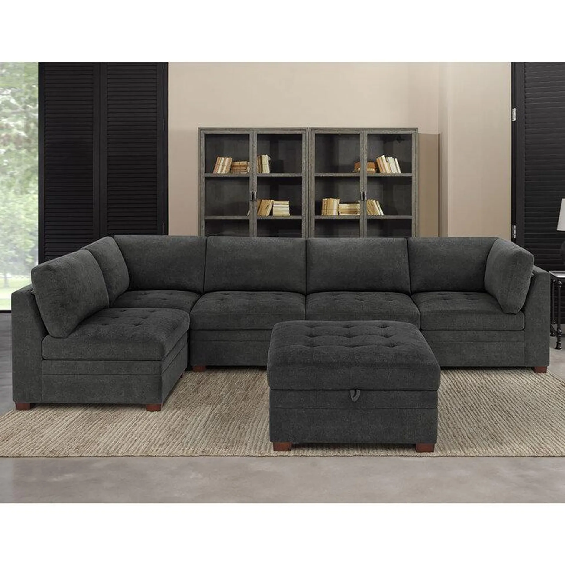 Thomasville Tisdale Dark Grey 6 Piece Modular Fabric Sofa