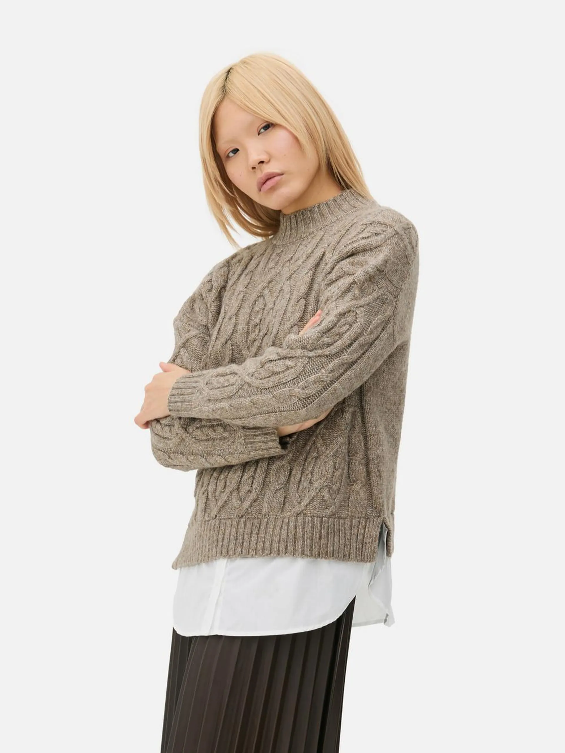 Two in One Cable Knit Jumper and Shirt