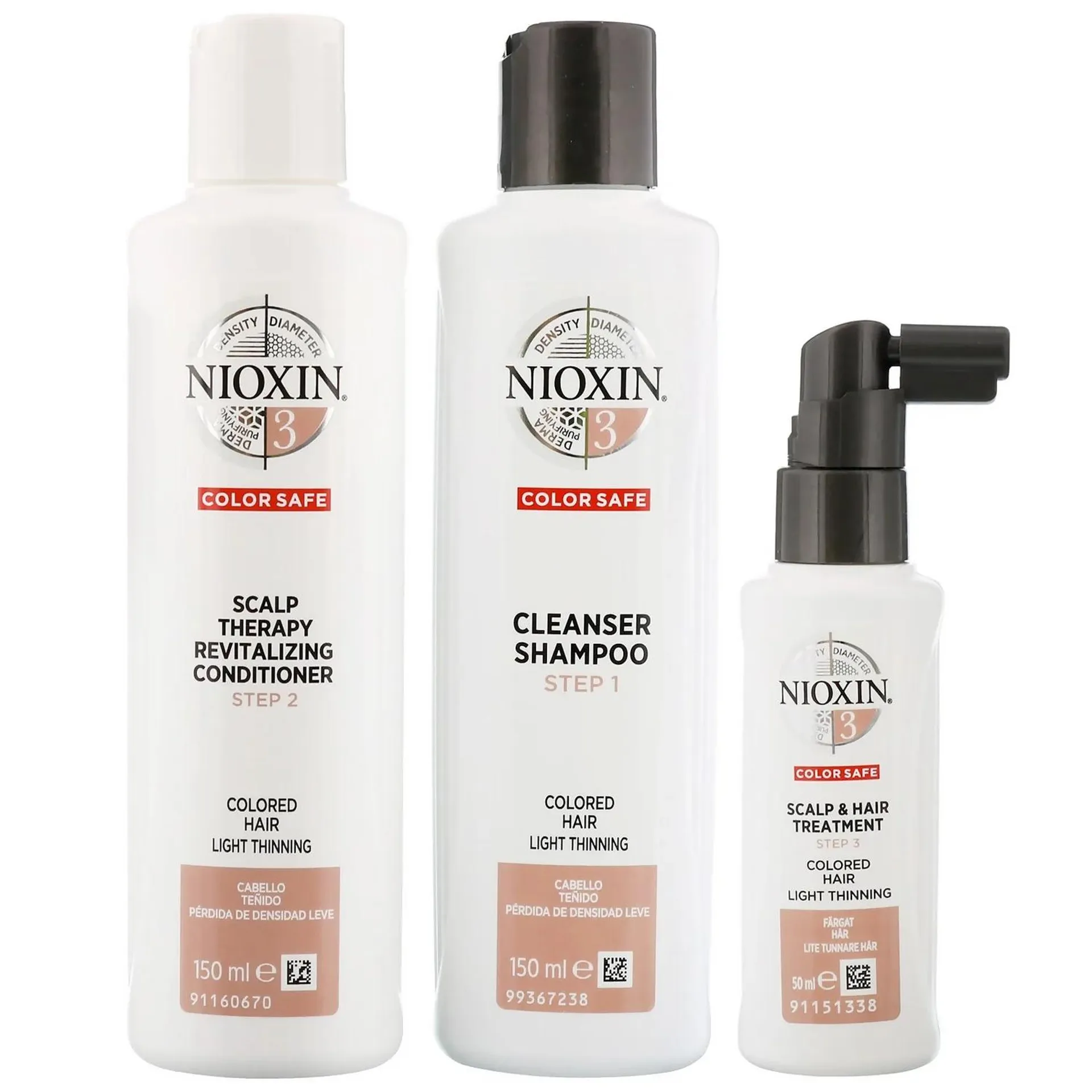 NIOXIN 3D Care System System 3, 3 Part System Kit For Colored Hair With Light Thinning