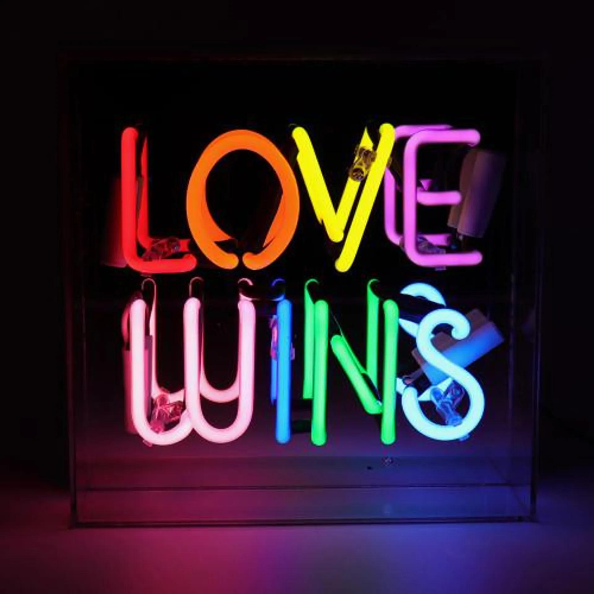 Love Wins Acrylic Box Neon Light