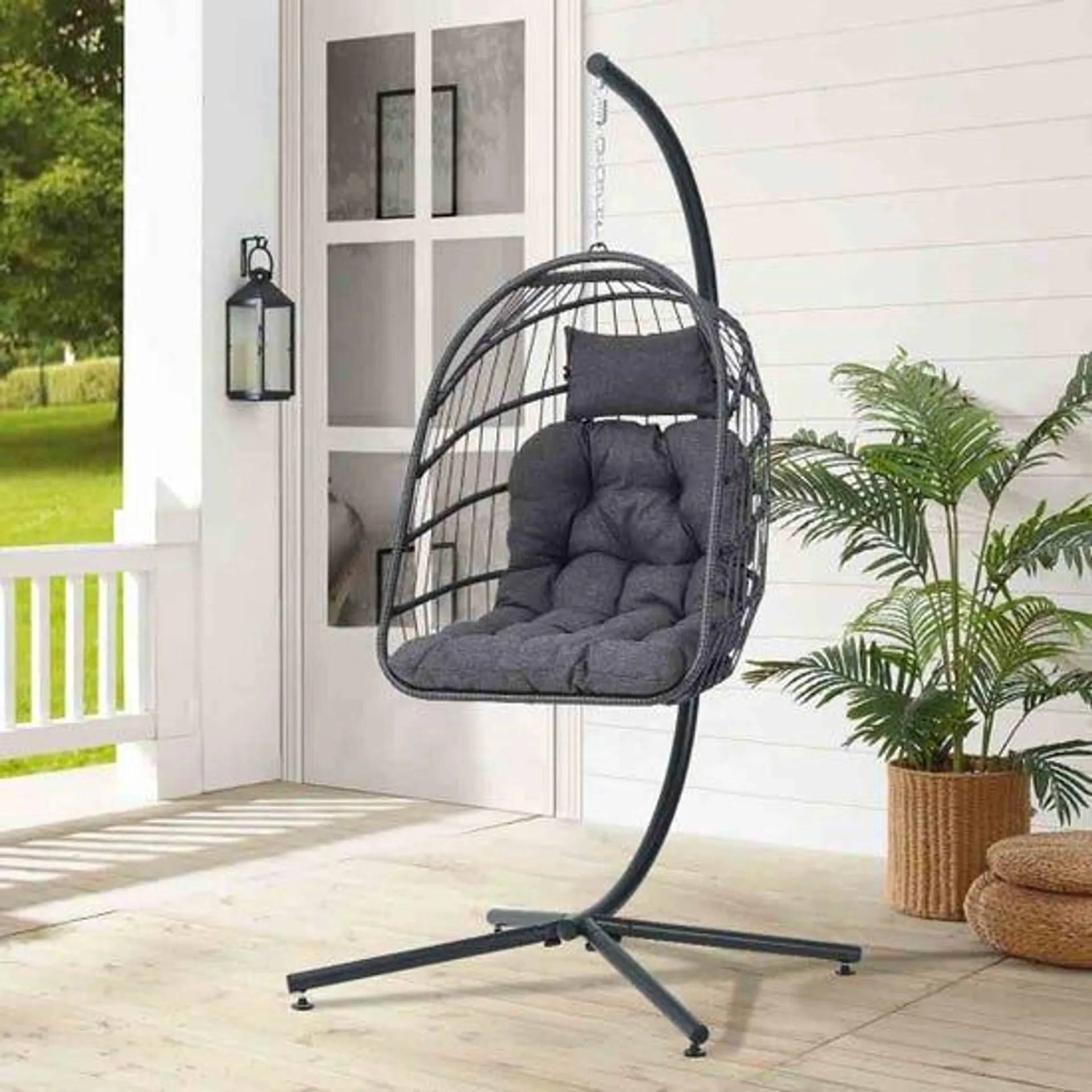 Living and Home Egg Chair w/ Ultra Strong Stand and Cushion