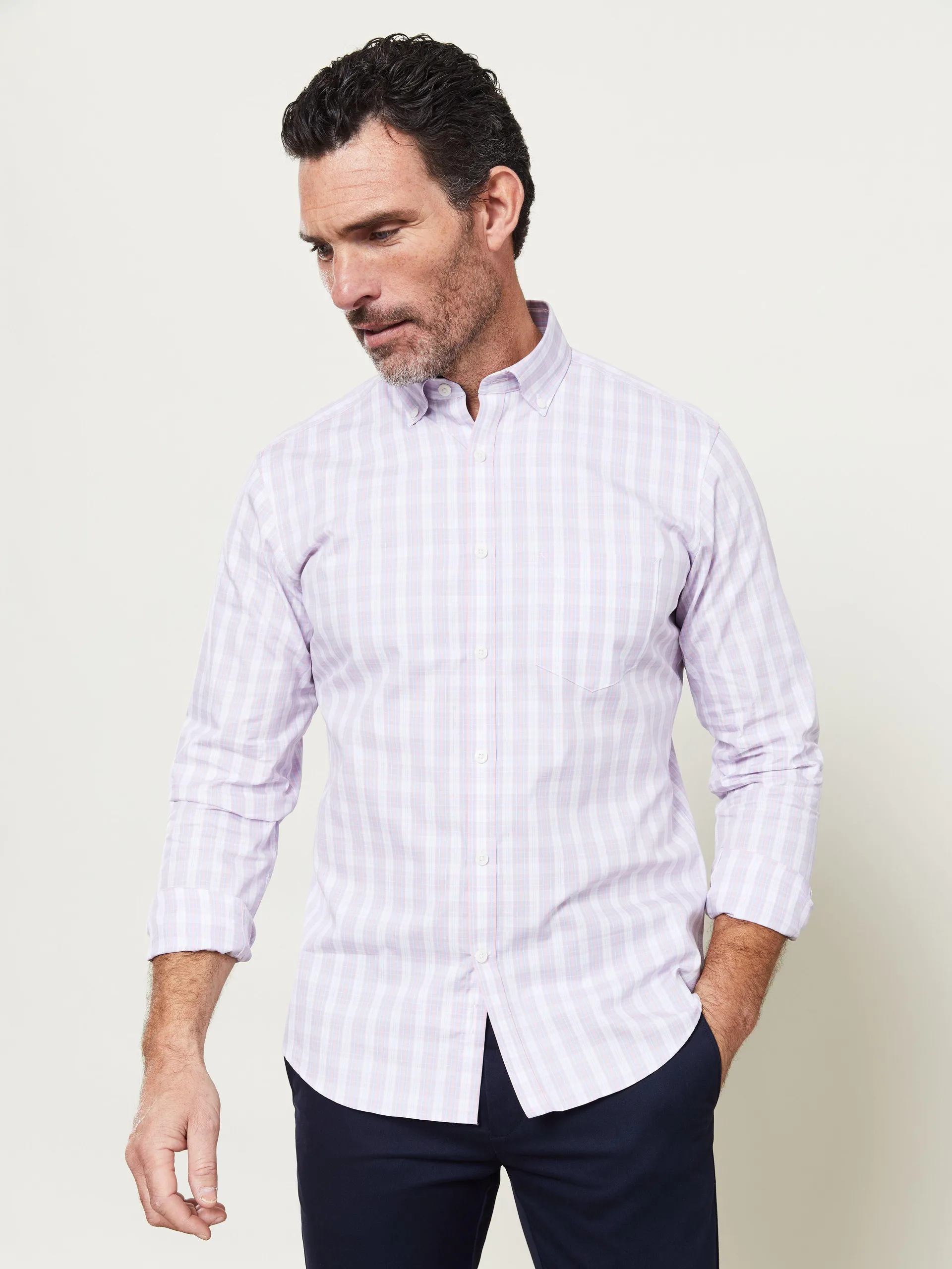 Slim Fit Pink and Blue Oxford Check Shirt