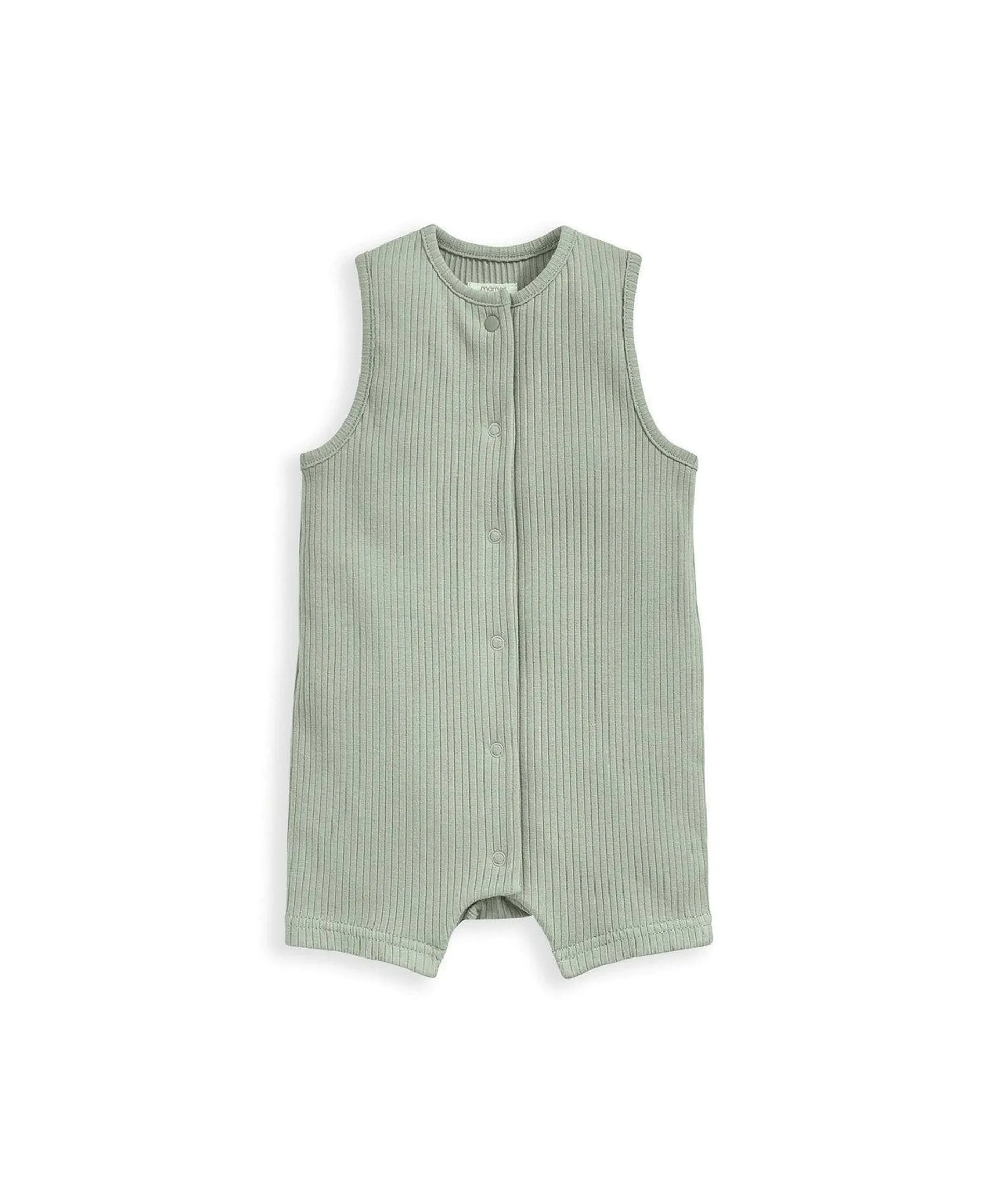 Organic Ribbed Sleeveless Romper - Sage Green